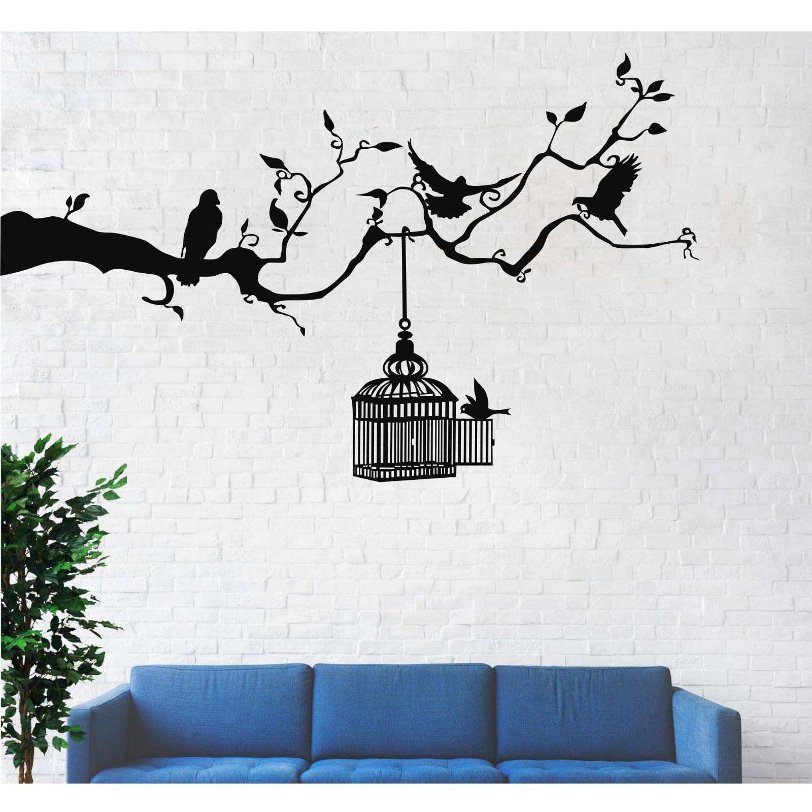 DEKADRON Free Birds Metal Wall Art - Handcrafted Metal Cage & Birds Wall Decor with Birds on Branch - 30
