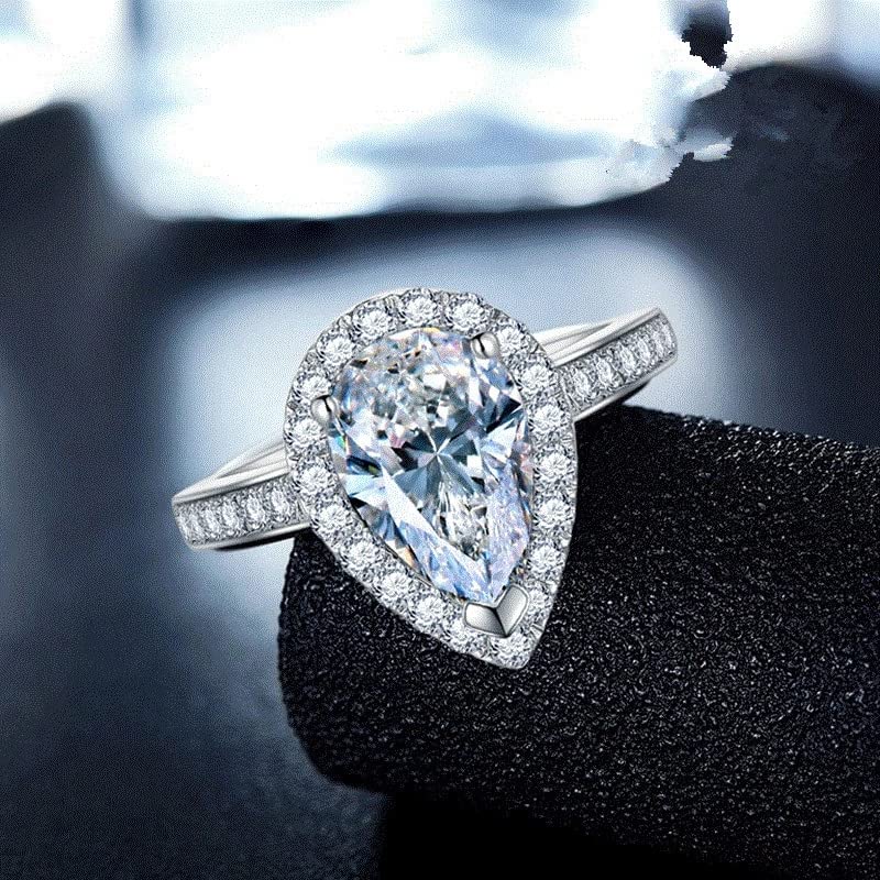 Moissanite Pear Diamond Engagement Ring for Women - Sterling Silver White Gold Plated, GRA Certified (Perfect for Proposals, Anniversaries & Special Occasions)