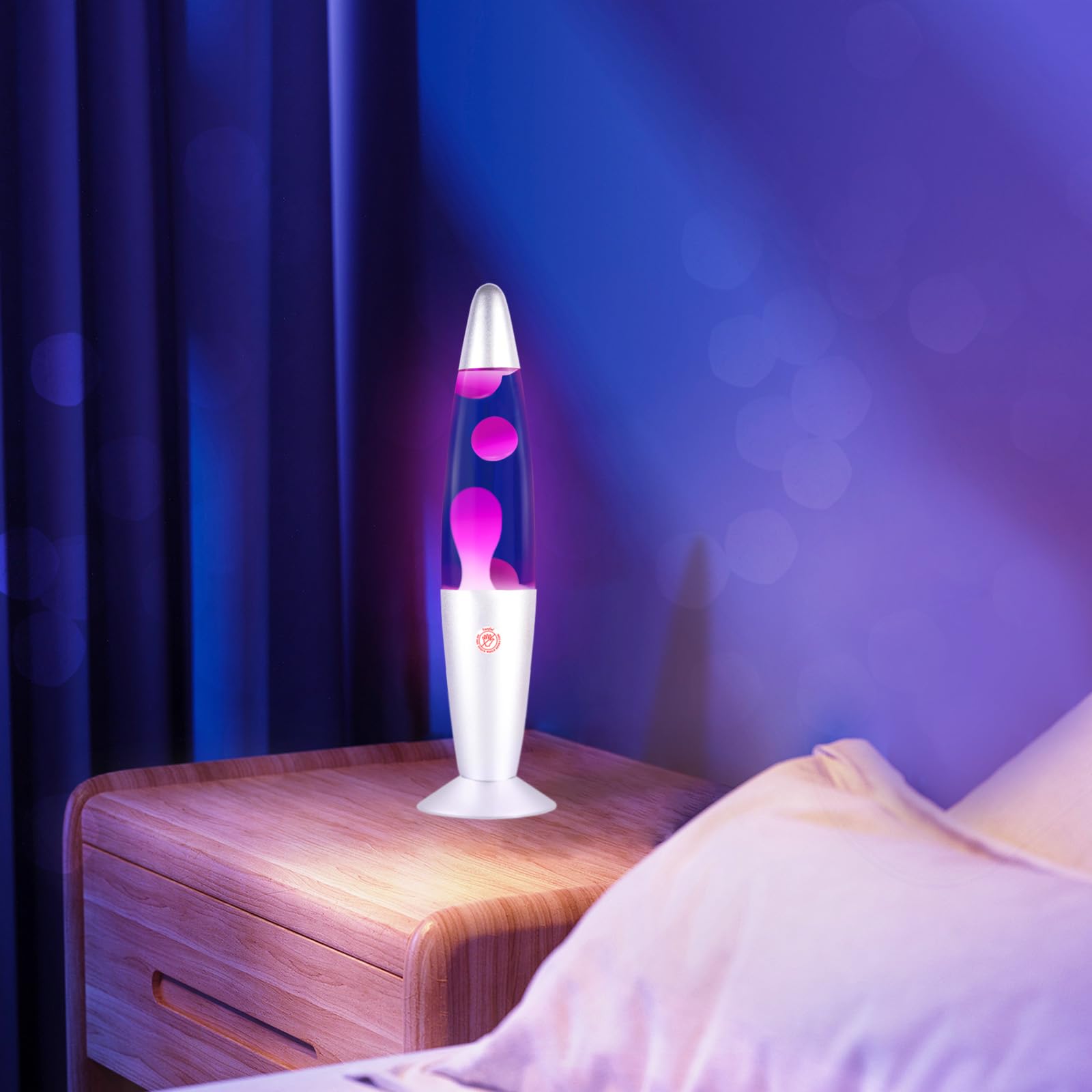 Purple Lava Lamp with White Wax & Silver Base - Soothing Liquid Motion Mood Light for Relaxation - Home, Office, Bedroom Decor - Glitter Night Light for Adults & Kids - Perfect for Stress Relief, Meditation & Cozy Ambiance