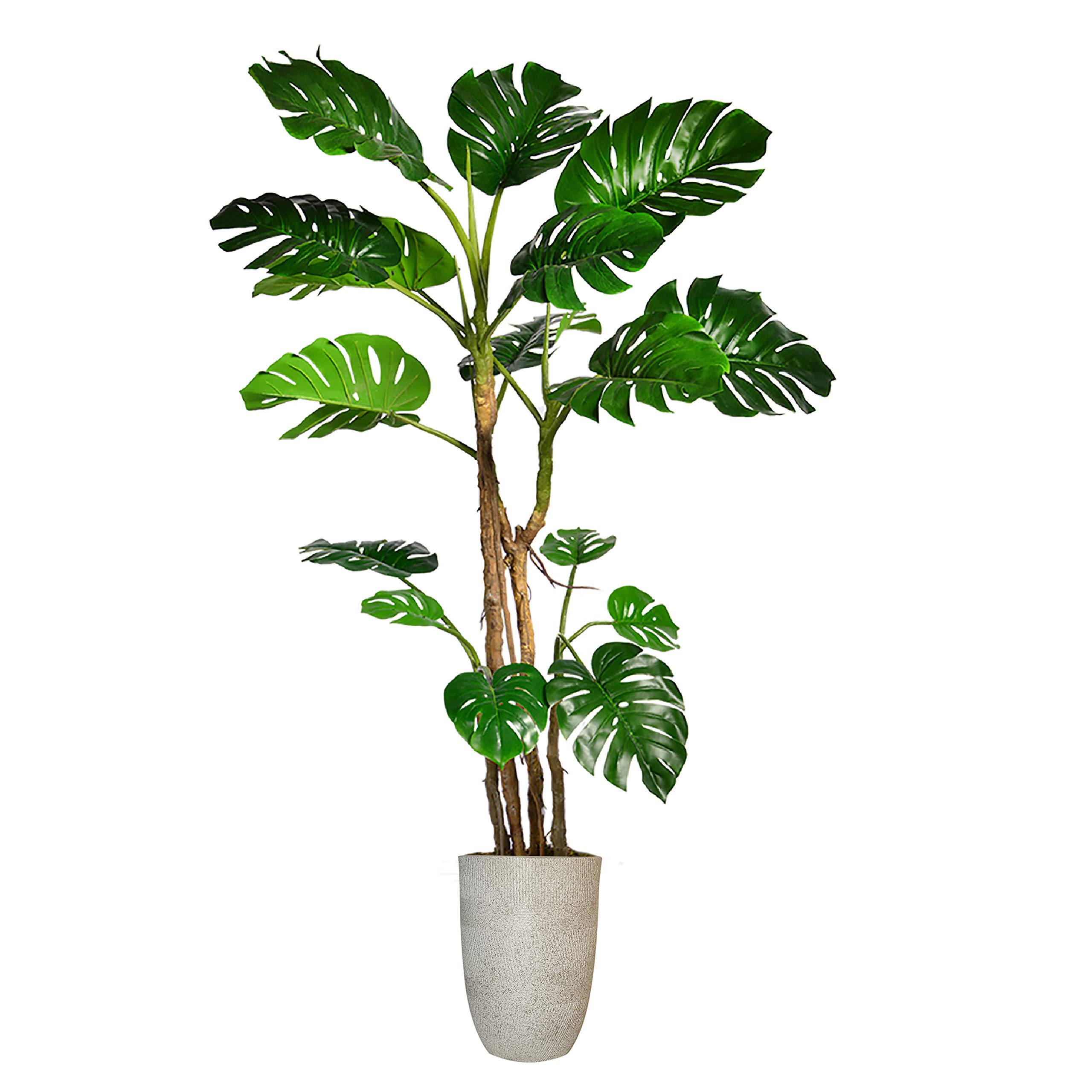 Vintage Green Emerald Artificial Monstera Plant with White Resin Planter - 80 Inch Tall Faux Ceriman for Home & Office Decor - Perfect for Living Room, Bedroom, Dining Area and Indoor Spaces