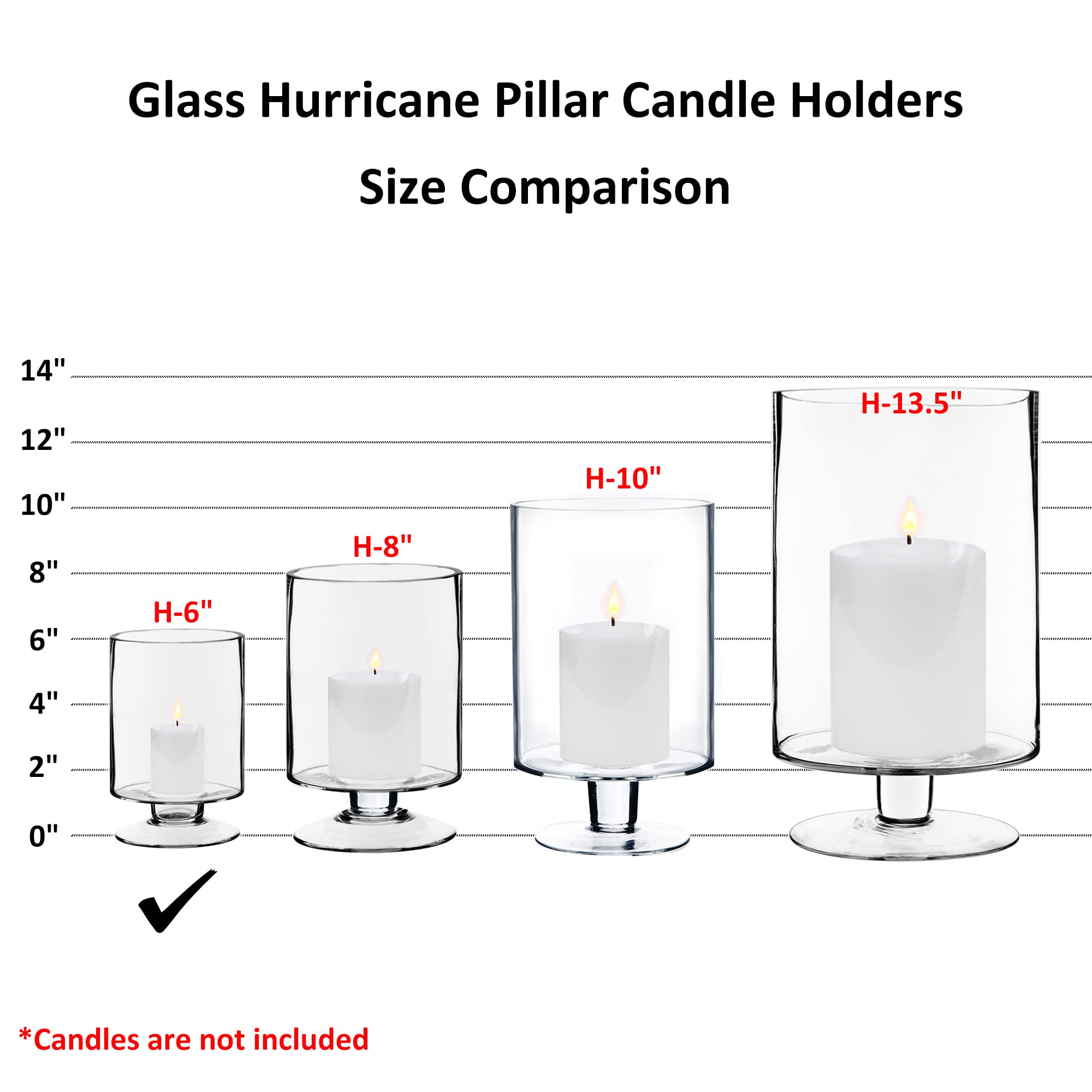 Premium Glass Hurricane Candle Holders - 6