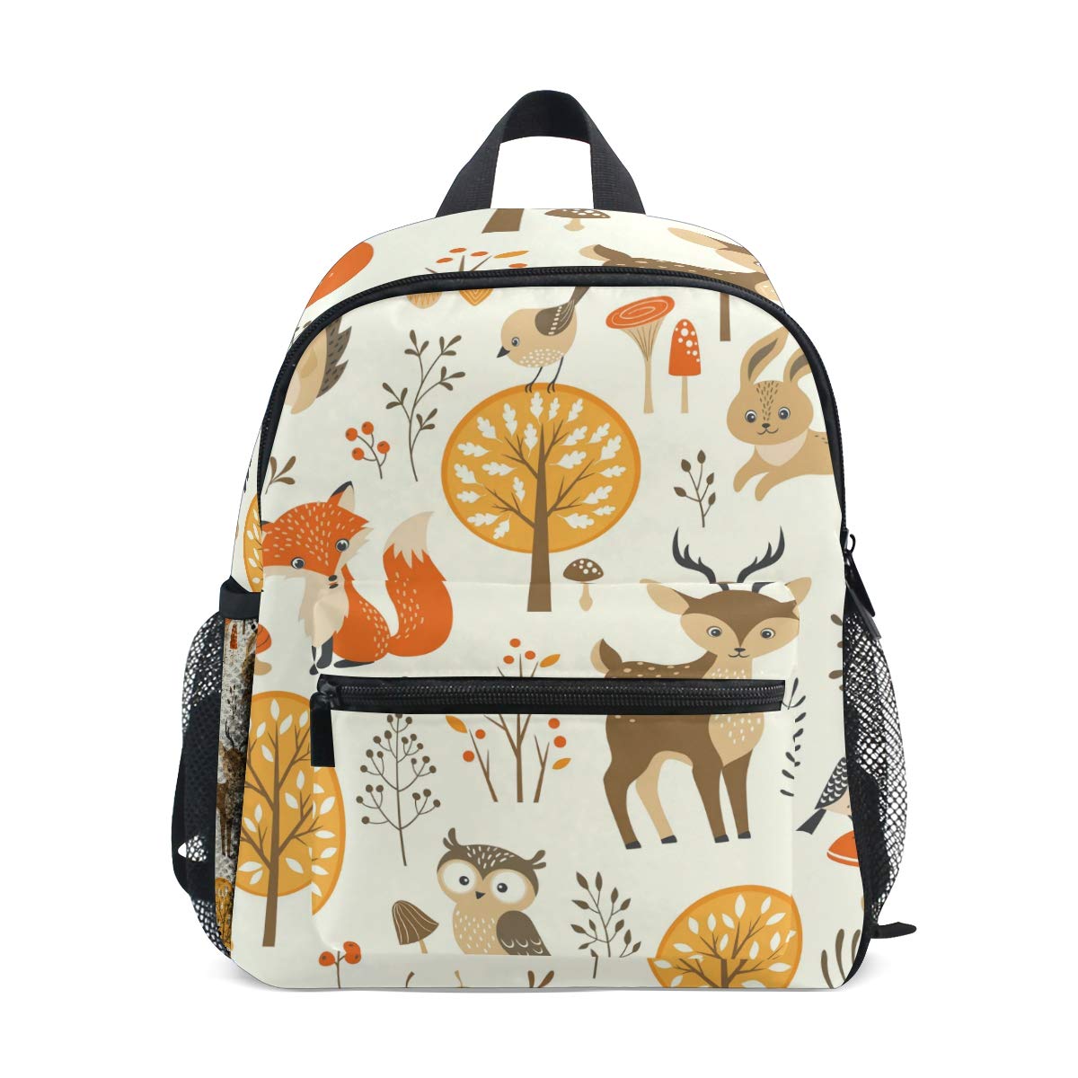 Adorable Fox Bunny Floral Owl Preschool Backpack for Toddlers - Adjustable Chest Strap & Name Tag - 10 x 4 x 12 Inch Small Daycare Bag for Boys & Girls - Perfect for Kindergarten, Daycare & Travel