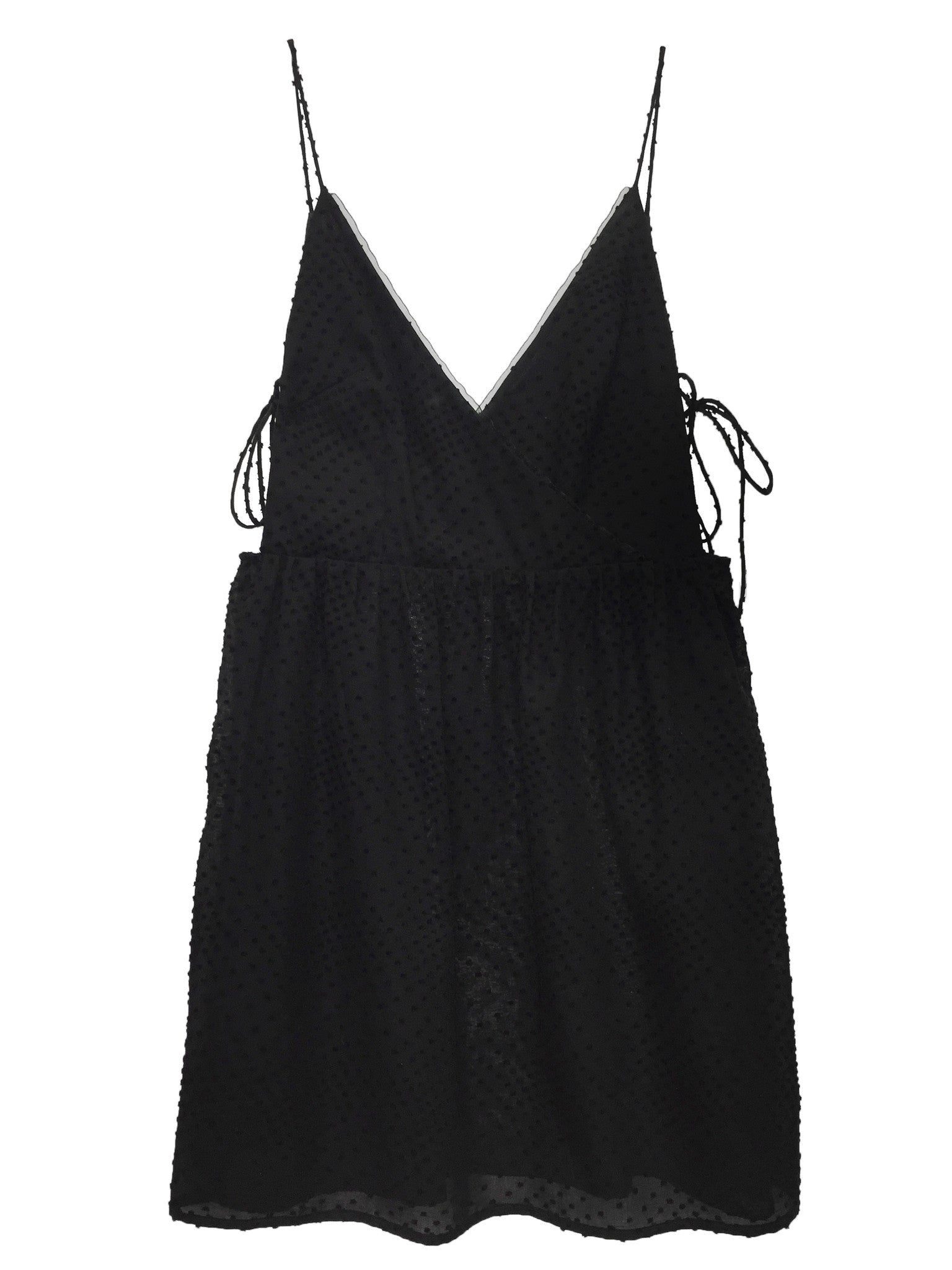 MACKENZIE Women's Cotton V-Neck Front Tie Dress - Black | Casual Summer Sundress for Beach, Vacation & Everyday Wear