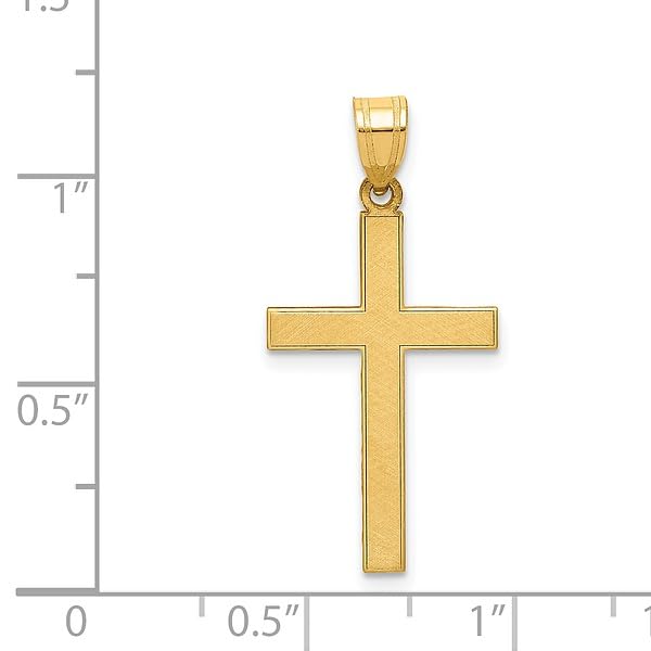 14K Solid Yellow Gold Florentine Latin Mexican Holy Cross Necklace - Religious Jesus Christ Charm Pendant for Women & Men - Perfect for Baptism, First Communion, Confirmation & Daily Wear