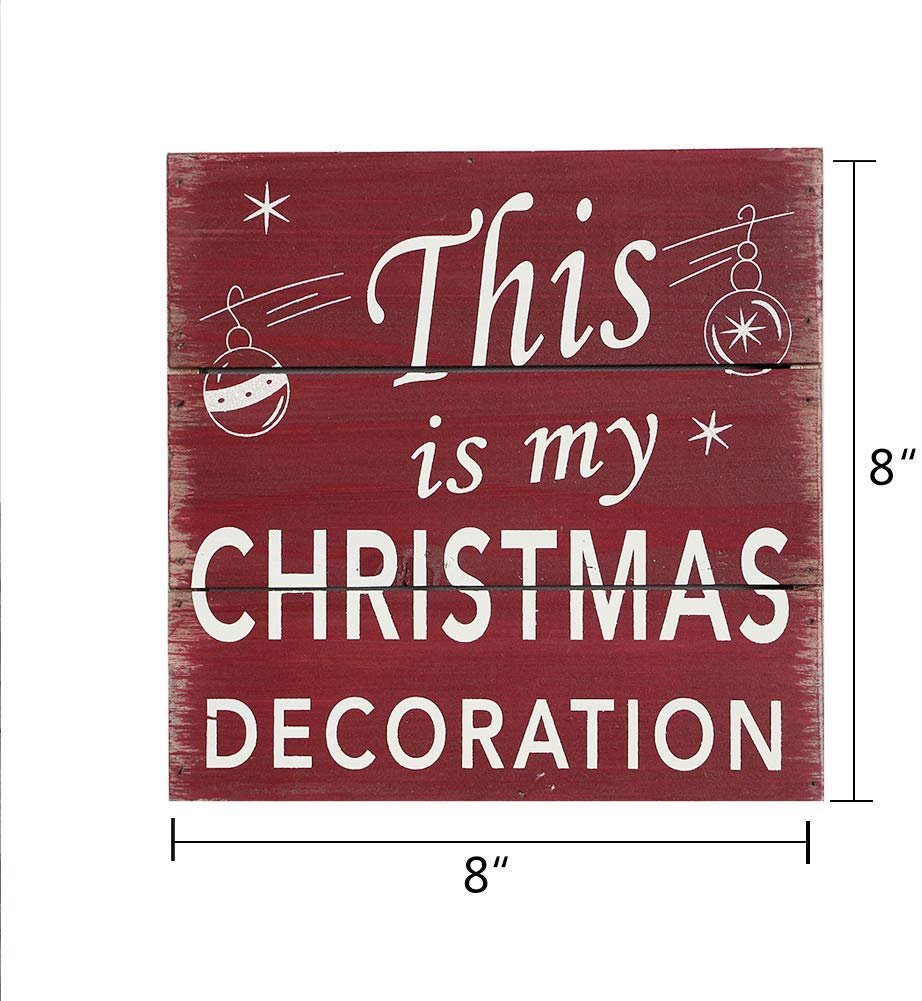 Rustic Christmas Wood Box Sign with Inspirational Quotes - Red Painted Primitive Wall Decor for Home & Office - Funny Holiday Decoration Saying 'This is My Christmas' - Perfect for Mantel, Entryway or Gift Giving