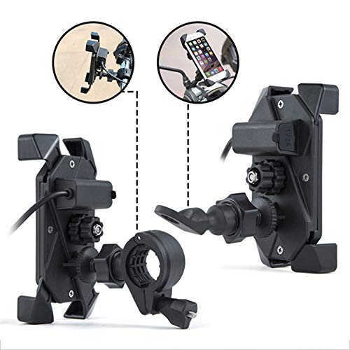 Universal Motorcycle Handlebar Phone Mount with USB Charger - Waterproof Smartphone Holder for iPhone Android - Perfect for Adventure Riding, Commuting & GPS Navigation