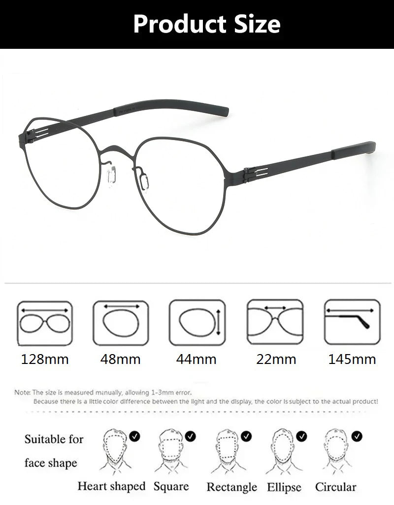 Aimee Women's Full Rim Oval Square Screwless Steel Eyeglasses 1177 - Lightweight Metal Frame Glasses for Work, Reading & Fashion