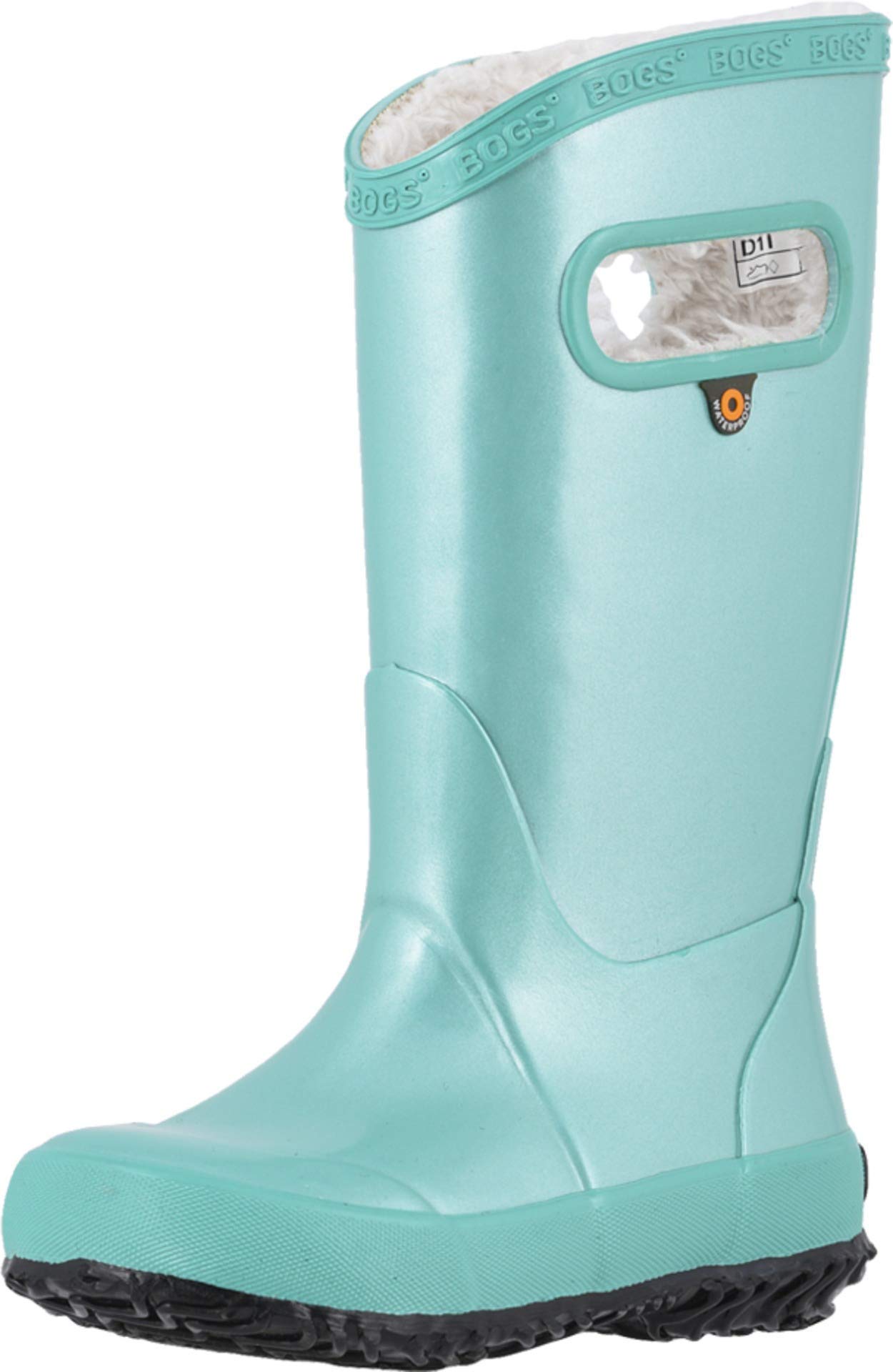 Bogs Kids Girls Waterproof Rain Boots with Metallic Plush Lining - Turquoise Toddler Size 7 | Warm & Comfortable for Puddles, Playground & Outdoor Adventures