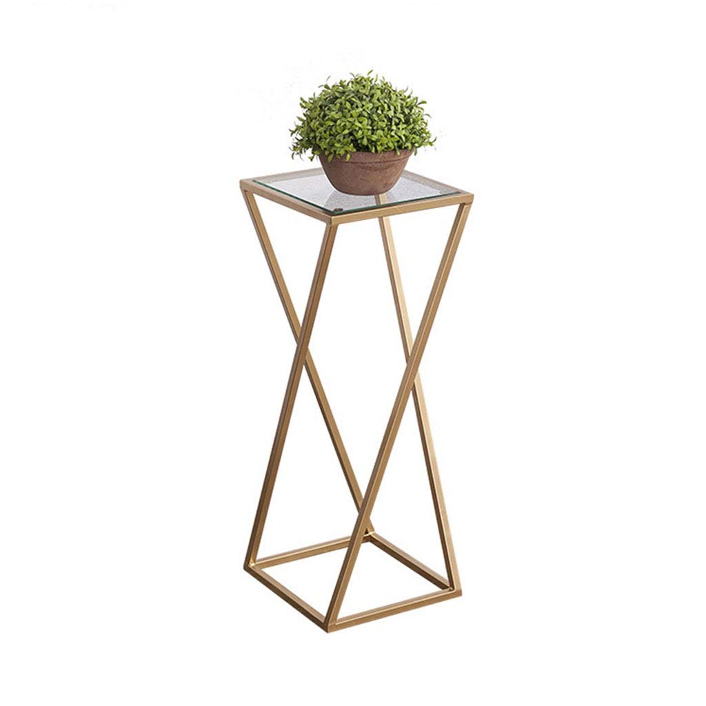 Modern Gold Metal & Glass Flower Pot Stand - 80x30x30cm Indoor Plant Holder for Living Room Decor, European Style Home Garden Accessories | Perfect for Displaying Potted Plants, Succulents, and Home Interior Styling