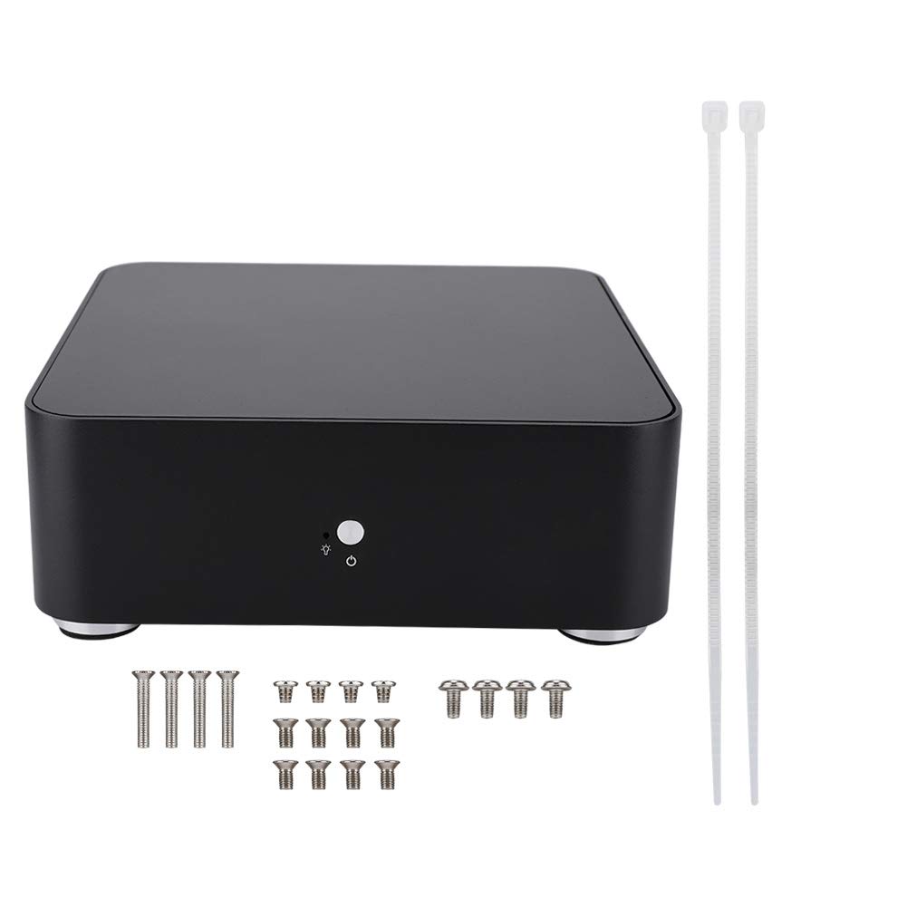 Compact Aluminum Mini-ITX PC Case - Sleek Black Gaming Computer Chassis with USB 3.0 Ports | Durable Alloy Design for Small Form Factor Desktop Builds | Perfect for Home Office, Gaming Rigs & Space-Saving Workstations