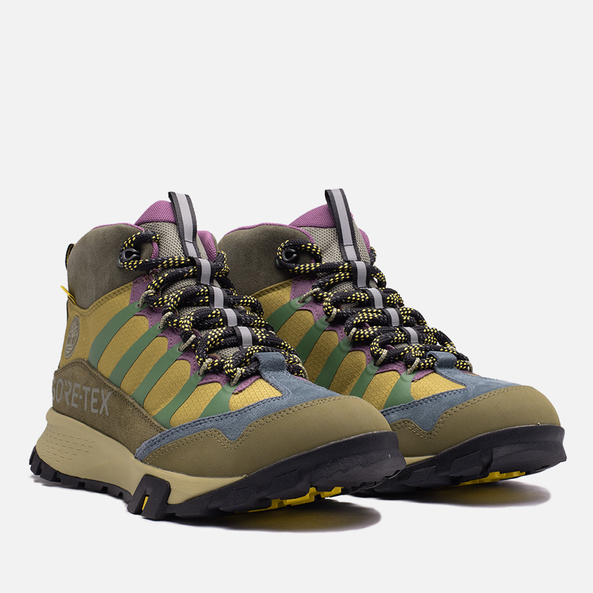 Timberland Garrison Hiker Mid Boots for Men - Blue & Brown Hiking Shoes - Durable Outdoor Footwear for Hiking, Camping & Adventure