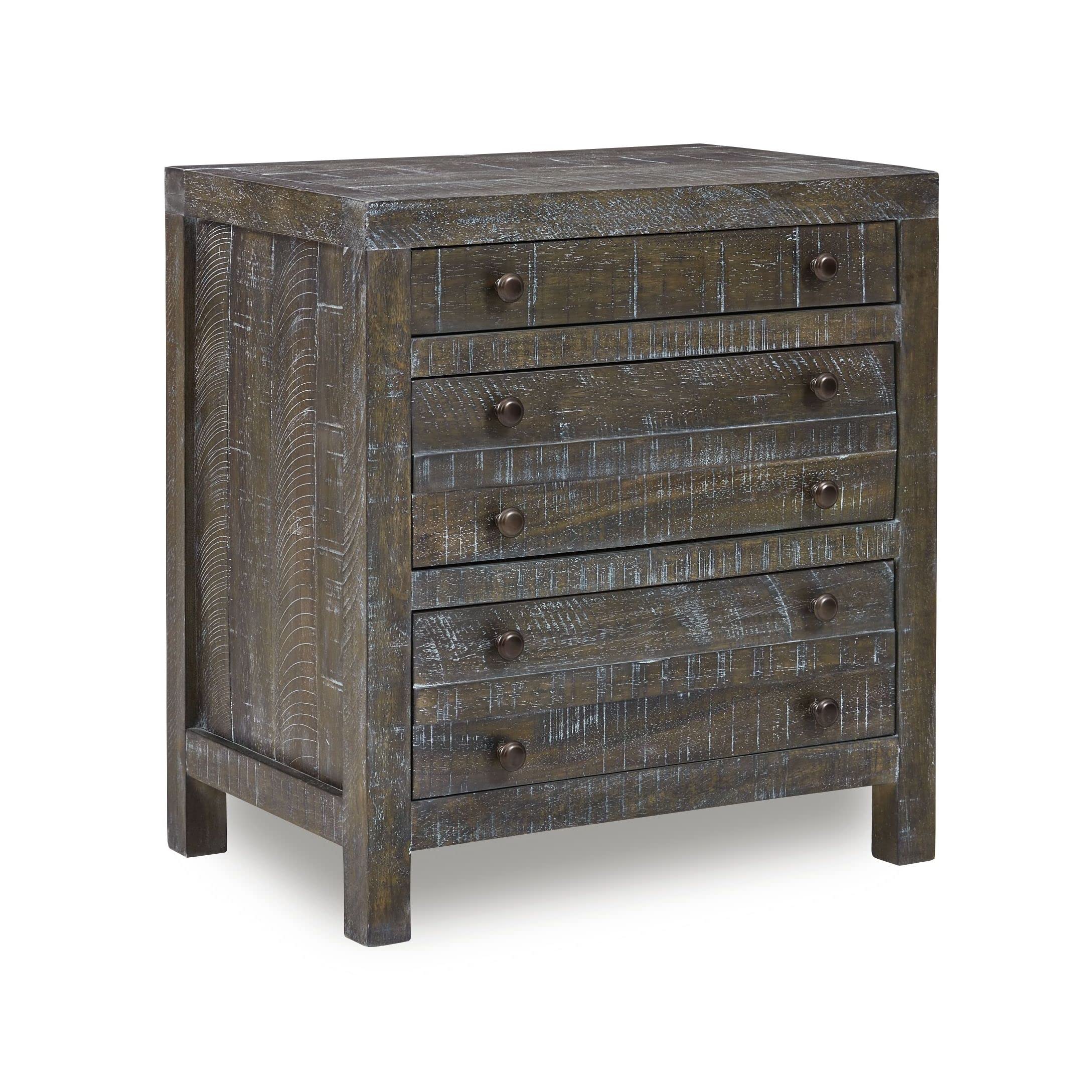 Modus Furniture Solid Wood Nightstand with 3 Drawers - Townsend Style in Gunmetal Finish | Bedroom Side Table for Storage & Decor