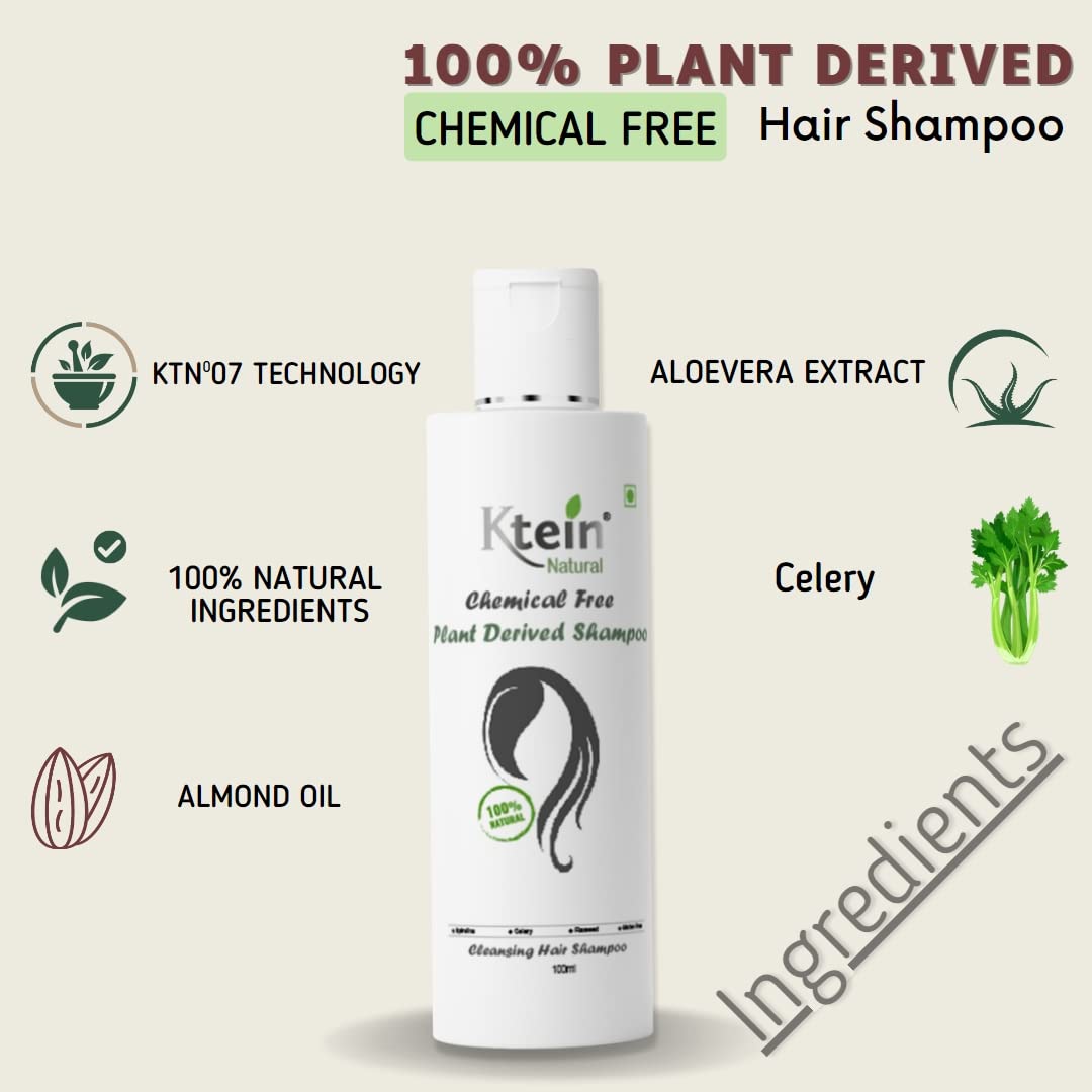 Ktein Natural Chemical-Free Plant-Derived Shampoo (100ml) - Gentle & Organic Hair Care for Daily Use, Travel & Sensitive Scalp