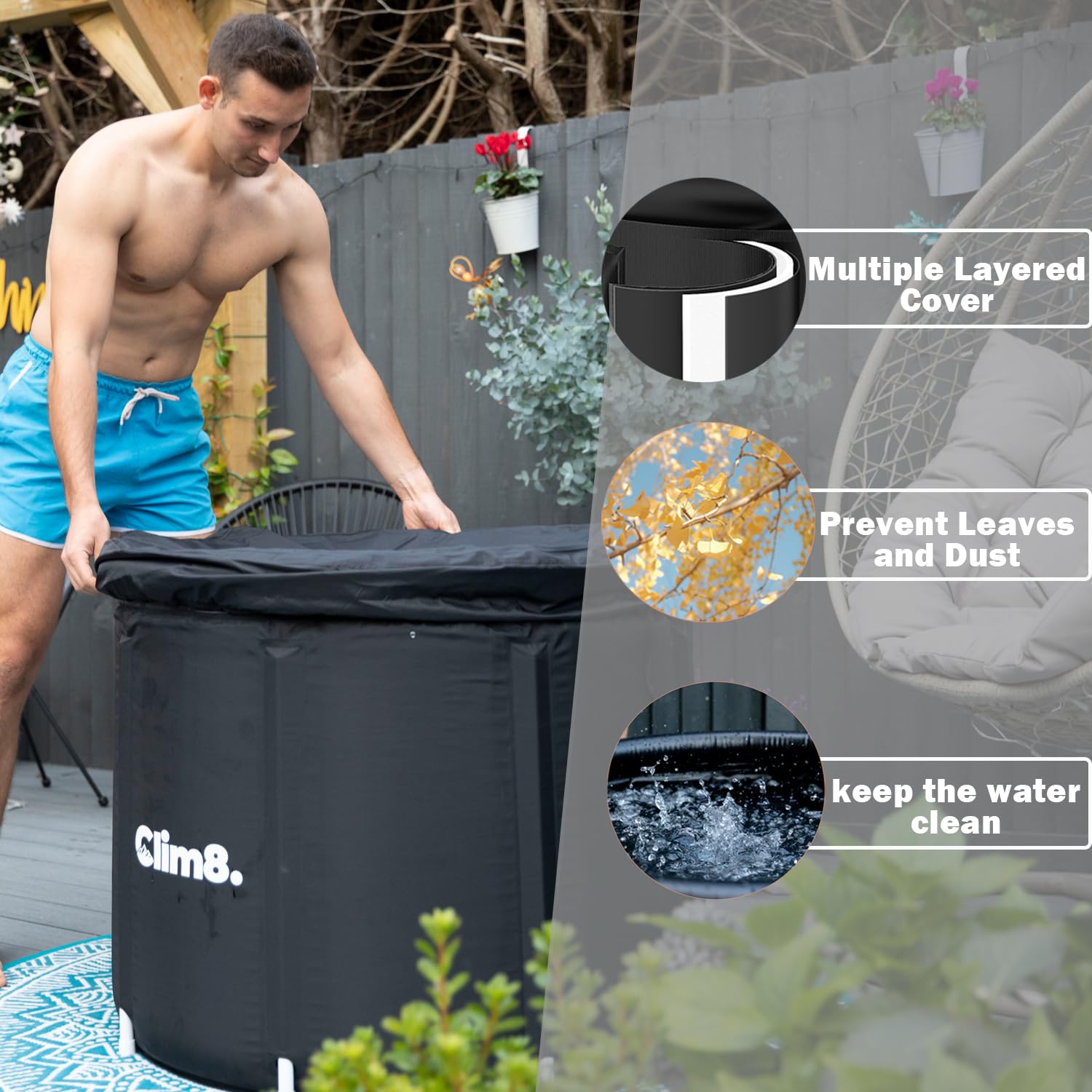 XL Large Cold Plunge Tub for Ice Bath Therapy at Home - Insulated Ice Bath Tub with Cover for Indoor & Outdoor Use - Perfect for Post-Workout Recovery, Athletic Training & Hydrotherapy