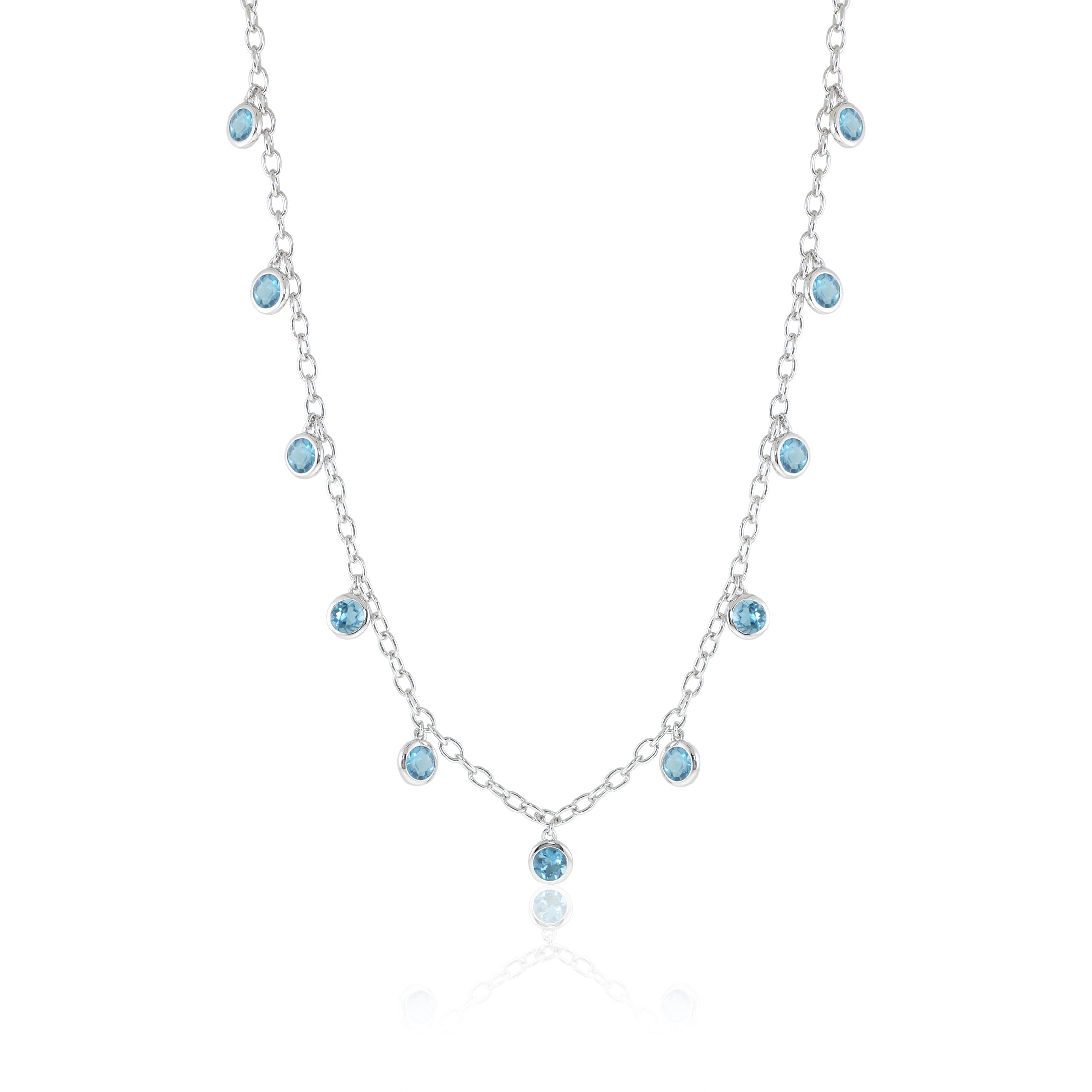 Swiss Blue Topaz Dewdrop Necklace – Elegant Sterling Silver Pendant for Women | Perfect for Weddings, Anniversaries & Special Occasions
