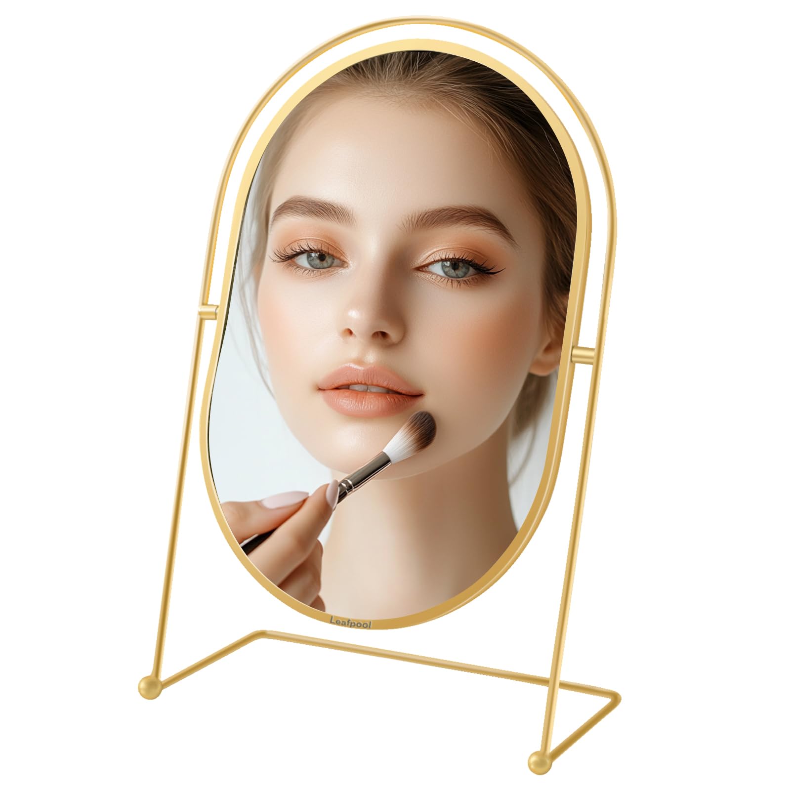 Vintage Gold Adjustable Tabletop Makeup Mirror - 360° Rotating Oval Vanity Mirror for Women, Perfect for Dressing Table, Bathroom & Travel (Desk Makeup Mirror)
