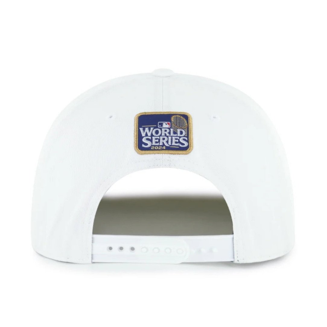 47 Brand Los Angeles Dodgers 2024 World Series Champions Snapback Hat - Adjustable Baseball Cap for Men & Women - Perfect for Games, Fan Gear & Streetwear (White)