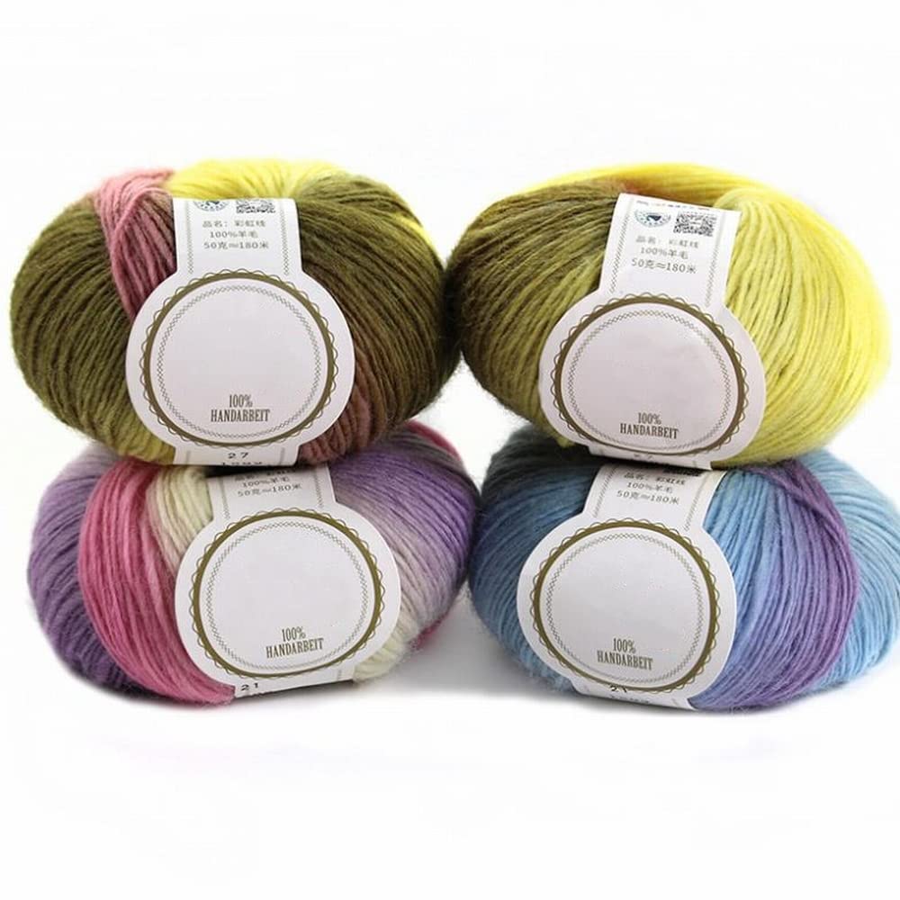 Luxury Handpainted Soft Wool Knitting Yarn - Premium Crochet Thread for DIY Scarf, Sweater & Crafts (25 Vibrant Colors) - Perfect for Winter Knitting Projects & Handmade Gifts