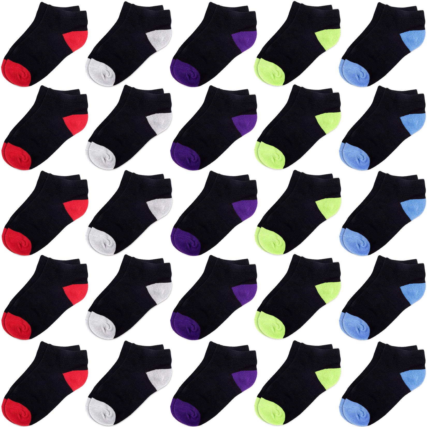 **Duufin 25 Pairs Toddler Ankle Socks - Low Cut Half Cushion Kids Socks for Boys & Girls - Soft & Breathable for Play, School & Daily Wear**