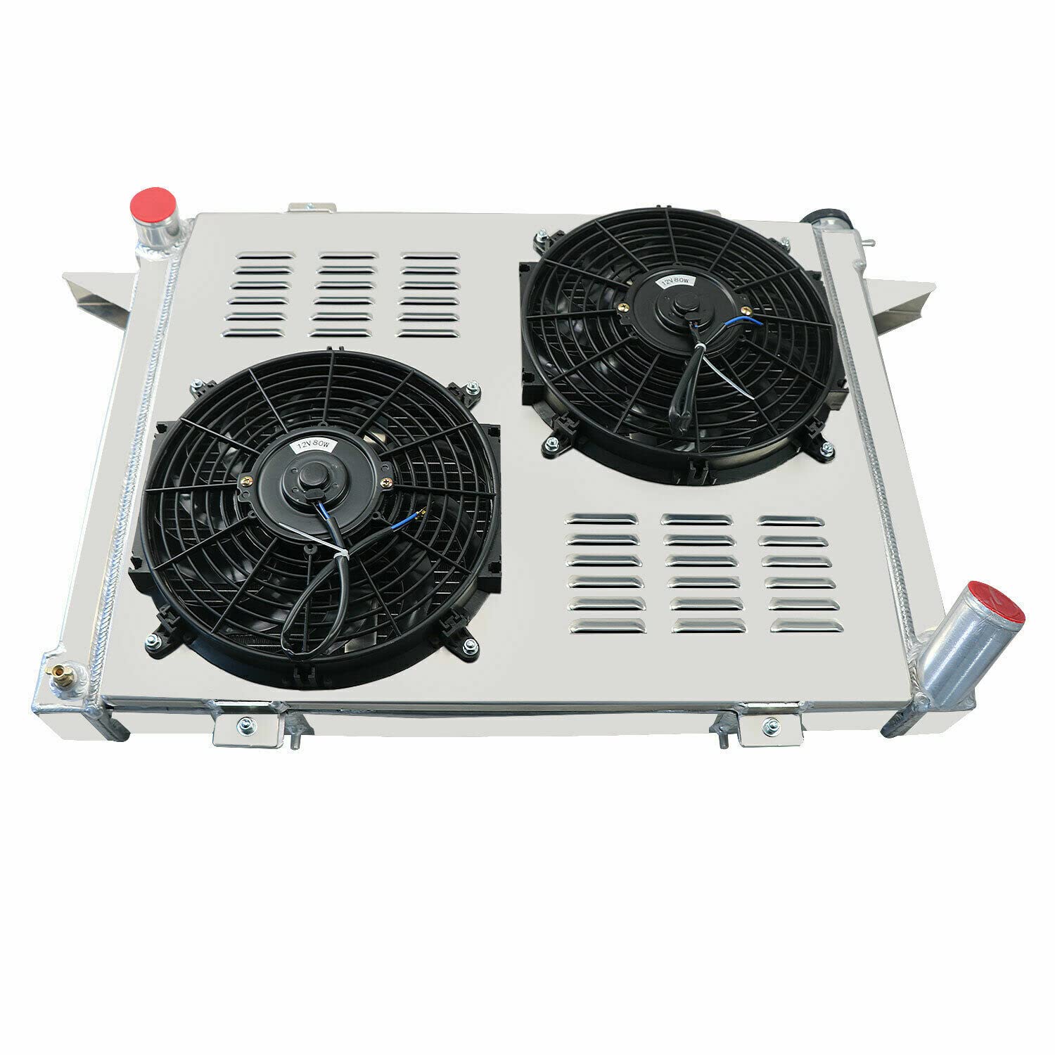 ALLOYWORKS 3 Row All Aluminum Radiator with Shroud Fan & Relay Kit for 1991-1993 Dodge D/W Series D250 D350 W250 W350 5.9L Cummins Diesel - Heavy Duty Cooling Upgrade for Towing & Off-Road Use