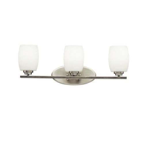 Kichler Eileen 24 Inch 3-Light Bathroom Vanity Light Fixture - Brushed Nickel Finish with Satin Etched Opal Glass Shade | Perfect for Bathroom Makeup Mirror Lighting, Dressing Room Illumination & Modern Home Decor
