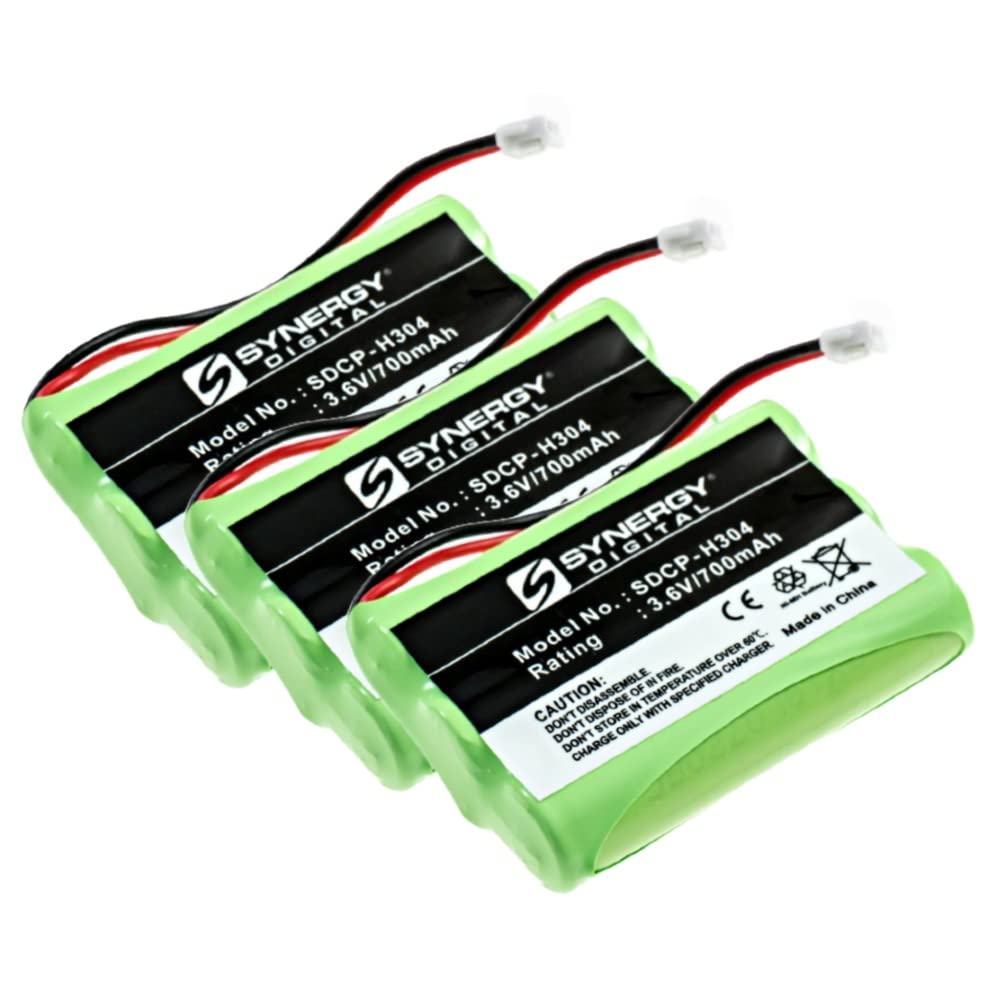Synergy Digital Cordless Phone Batteries for Ooma Telo Handset - 3-Pack SDCP-H304 Replacement Batteries | Long-Lasting Power for Home & Office Phones