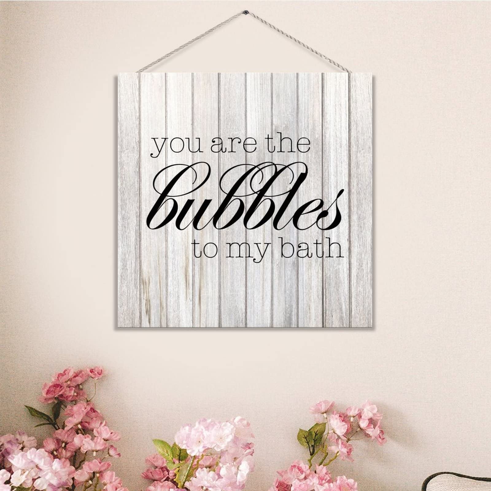 Funny Rustic Wood Sign for Bathroom Decor - 'You Are the Bubbles to My Bath' Distressed Look Wooden Wall Plaque with Humorous Quote - Perfect for Toilet, Washroom, Restroom & Home Decoration | Great Gift Idea for Housewarming & Bathroom Makeovers