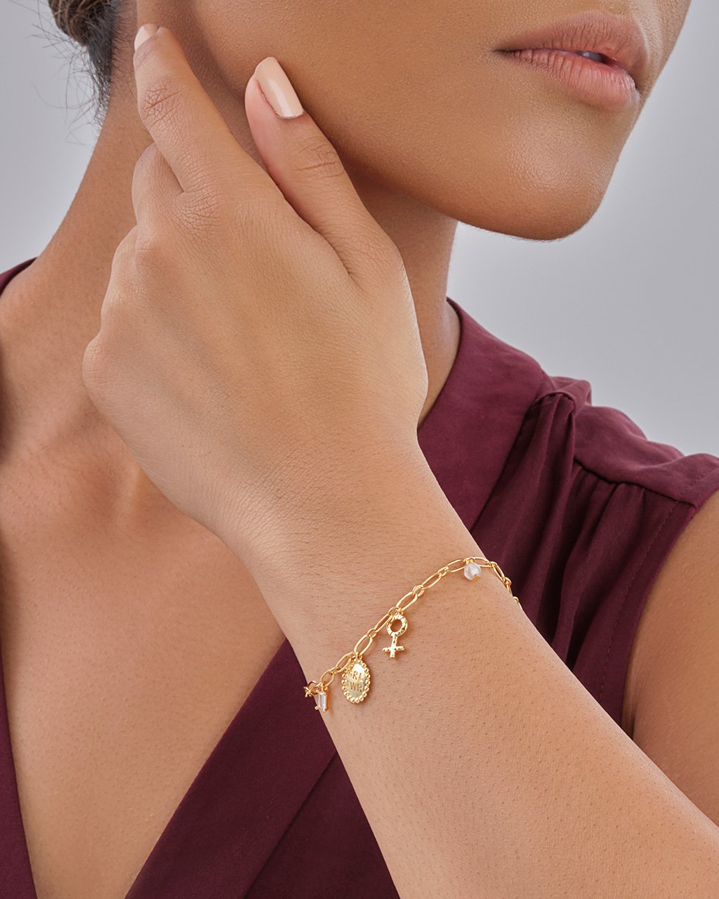 Louisa CZ & Stone Charm Bracelet for Women - Elegant Cubic Zirconia & Gemstone Jewelry Gift for Birthday, Anniversary | Perfect for Parties, Weddings & Everyday Wear