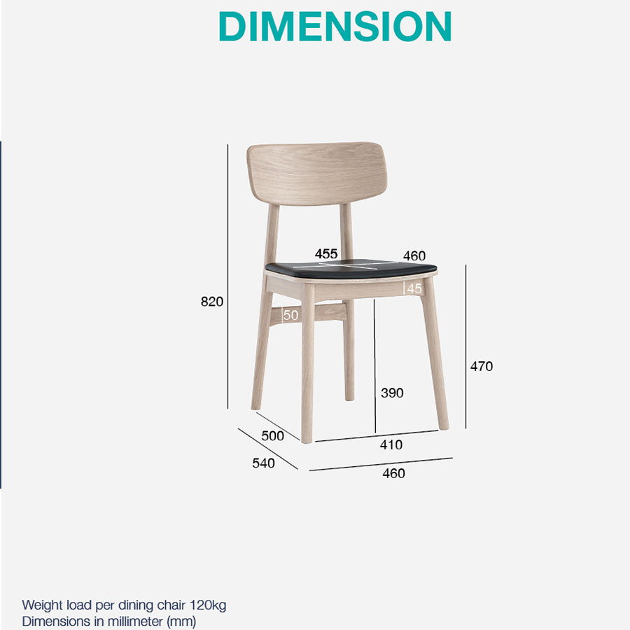 TACY Modern Dining Chair - Natural & Black Wooden Seat - Comfortable Kitchen & Dining Room Furniture for Home & Restaurant Use
