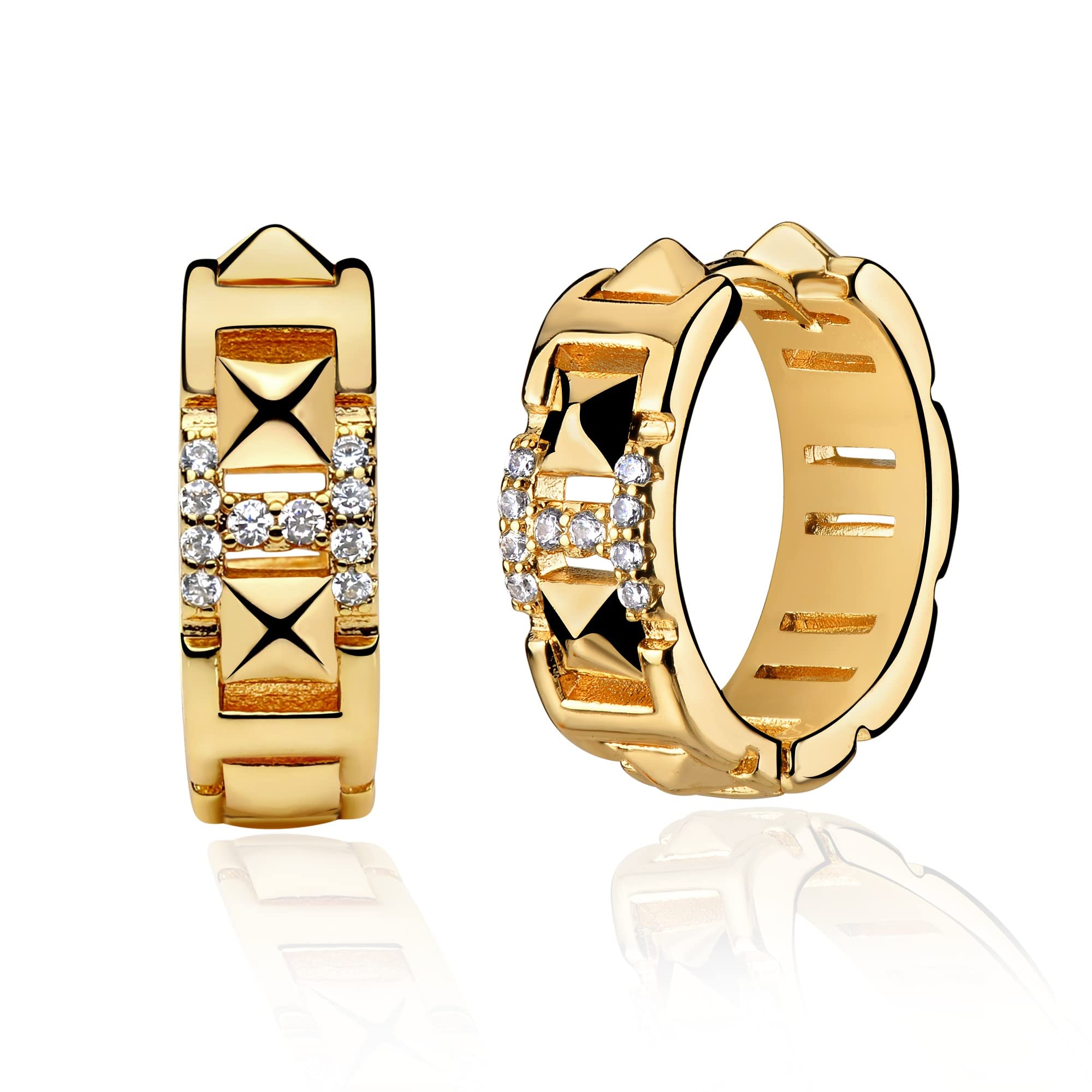VACRONA 14k Gold Plated Cubic Zirconia Huggie Hoop Earrings - Dainty Tiny Lightweight Hoops for Women - Perfect for Everyday Wear, Date Nights & Gift Giving