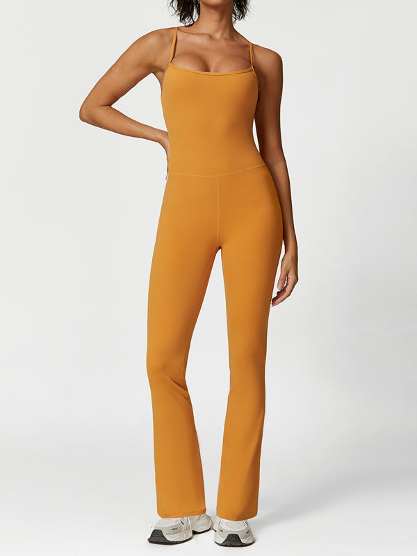 ZASUWA Women's U-Neck Flare Jumpsuit - Elegant One Piece Romper for Casual Wear, Party & Date Night Outfits