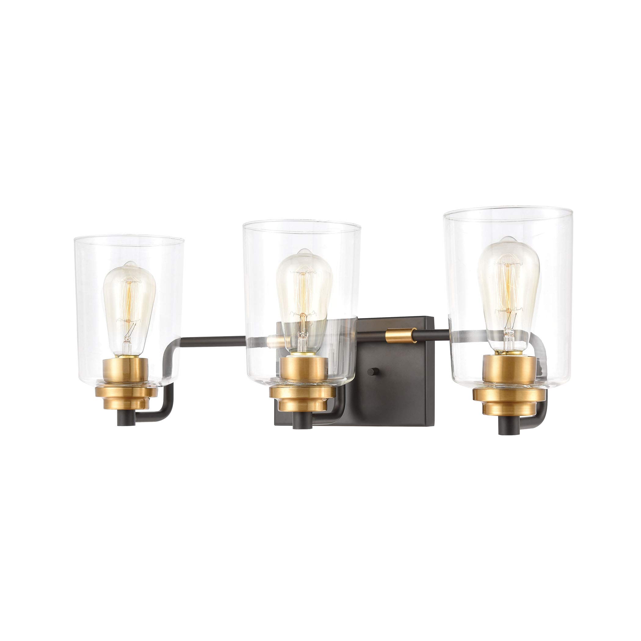 Robins 3-Light Matte Black Bathroom Vanity Light with Clear Glass Shades - Perfect for Modern Bathroom, Powder Room, and Dressing Room Lighting