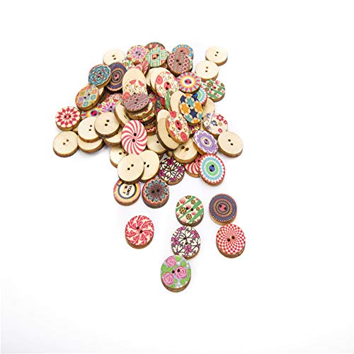 100Pcs Mixed Pattern Decorative Buttons 1 Inch for DIY Sewing, Crafts, Scrapbooking - 2 Hole Sew-On Buttons for Clothing, Quilting, Home Decor & Gift Making