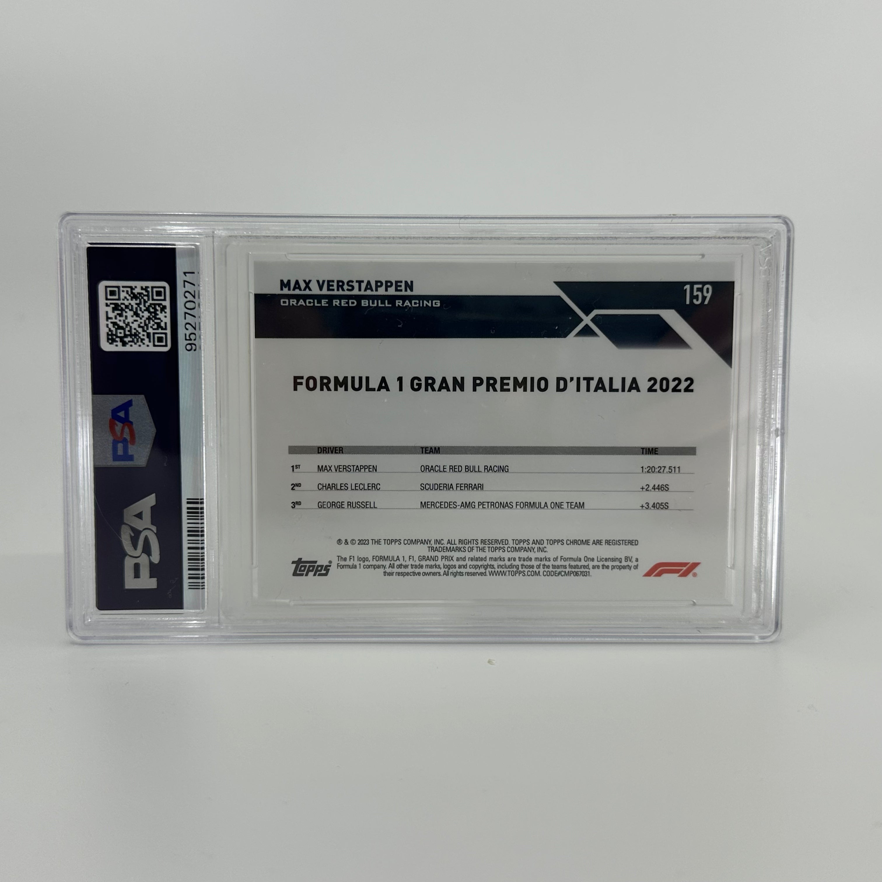 2023 Topps Chrome Sapphire Gold Max Verstappen #159 PSA 10 01/50 - Rare Collectible Trading Card for F1 Fans & Sports Memorabilia Enthusiasts