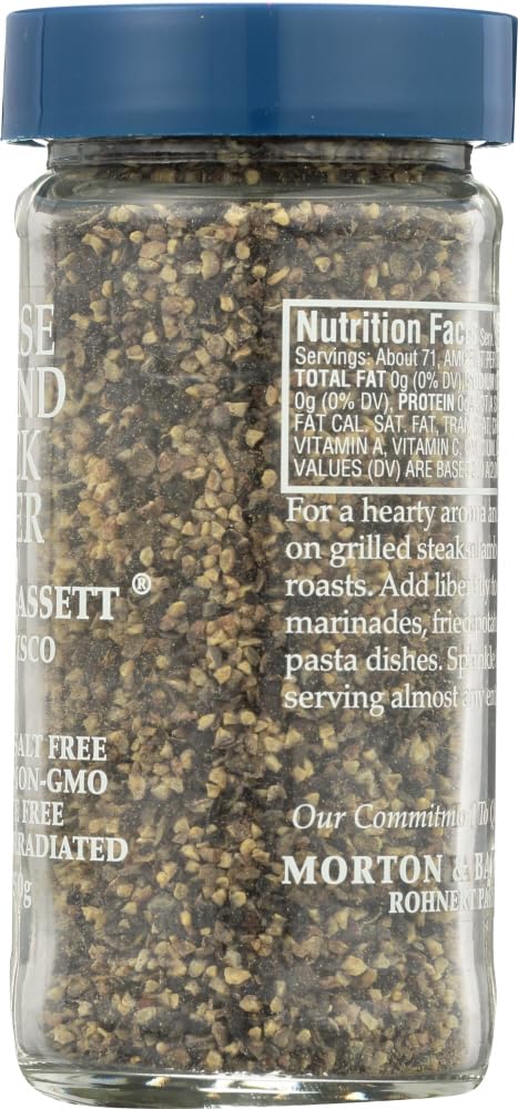 Organic Coarse Ground Black Pepper by Morton & Bassett - 1.8 Oz (Pack of 3) | Premium Spice for Grilling, Steak, Salads & Cooking | Gluten-Free & Non-GMO