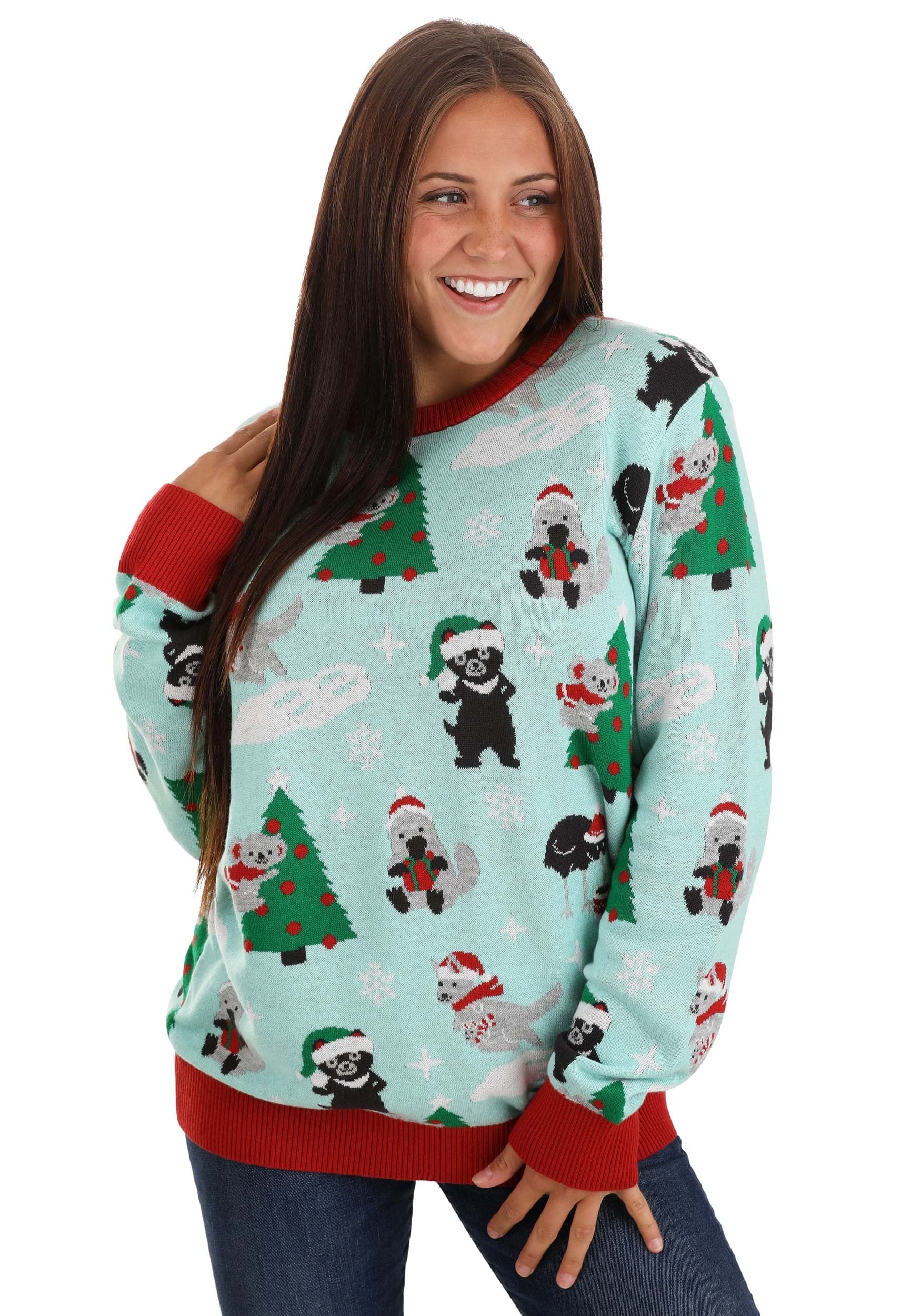 Australian Animals Ugly Christmas Sweater for Adults - Koala Bear Knit Crewneck Holiday Sweater | Festive Xmas Party Outfit, Family Gathering, Secret Santa Gift, Office Christmas Party