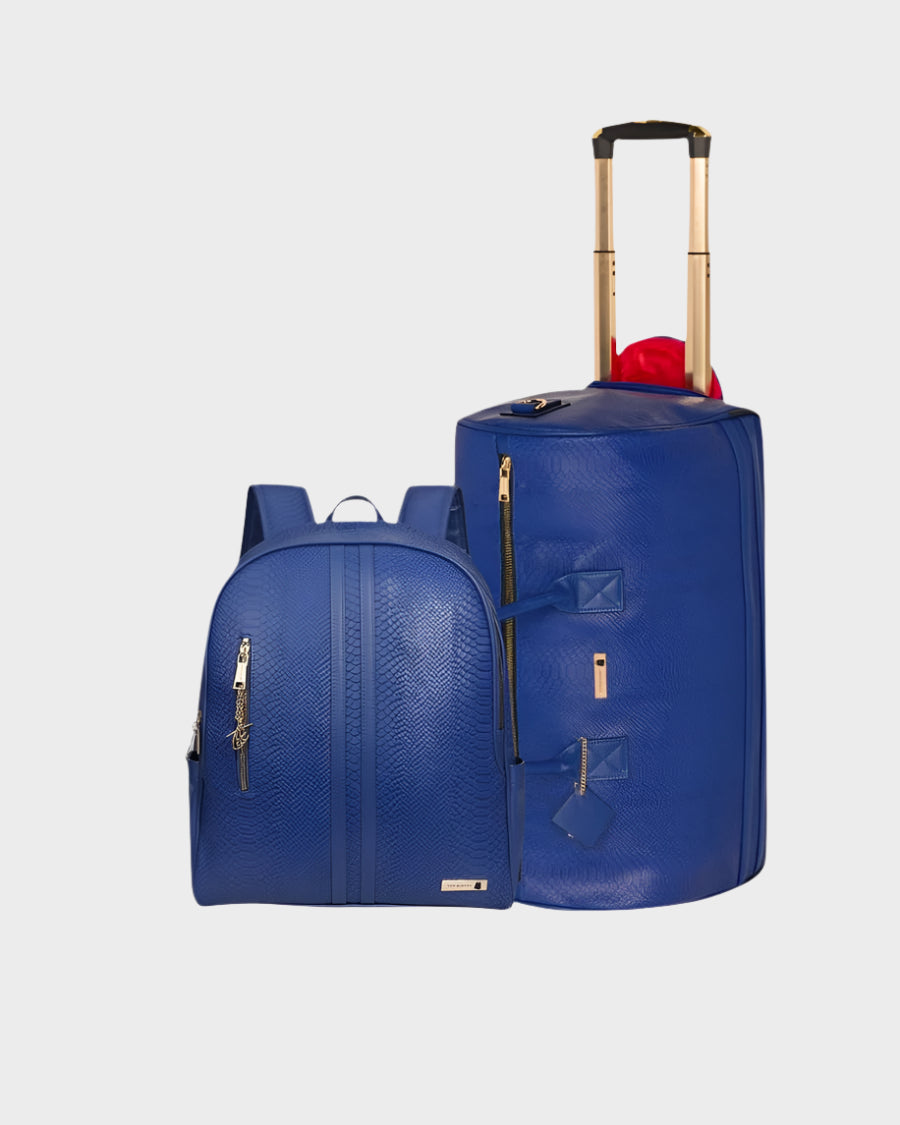 Apollo 1 Travel Backpack & Rolling Duffle Bag Set - Waterproof Carry On Luggage with USB Charging Port, Royal Blue - Perfect for Business Trips, Gym, Weekend Getaways & Air Travel