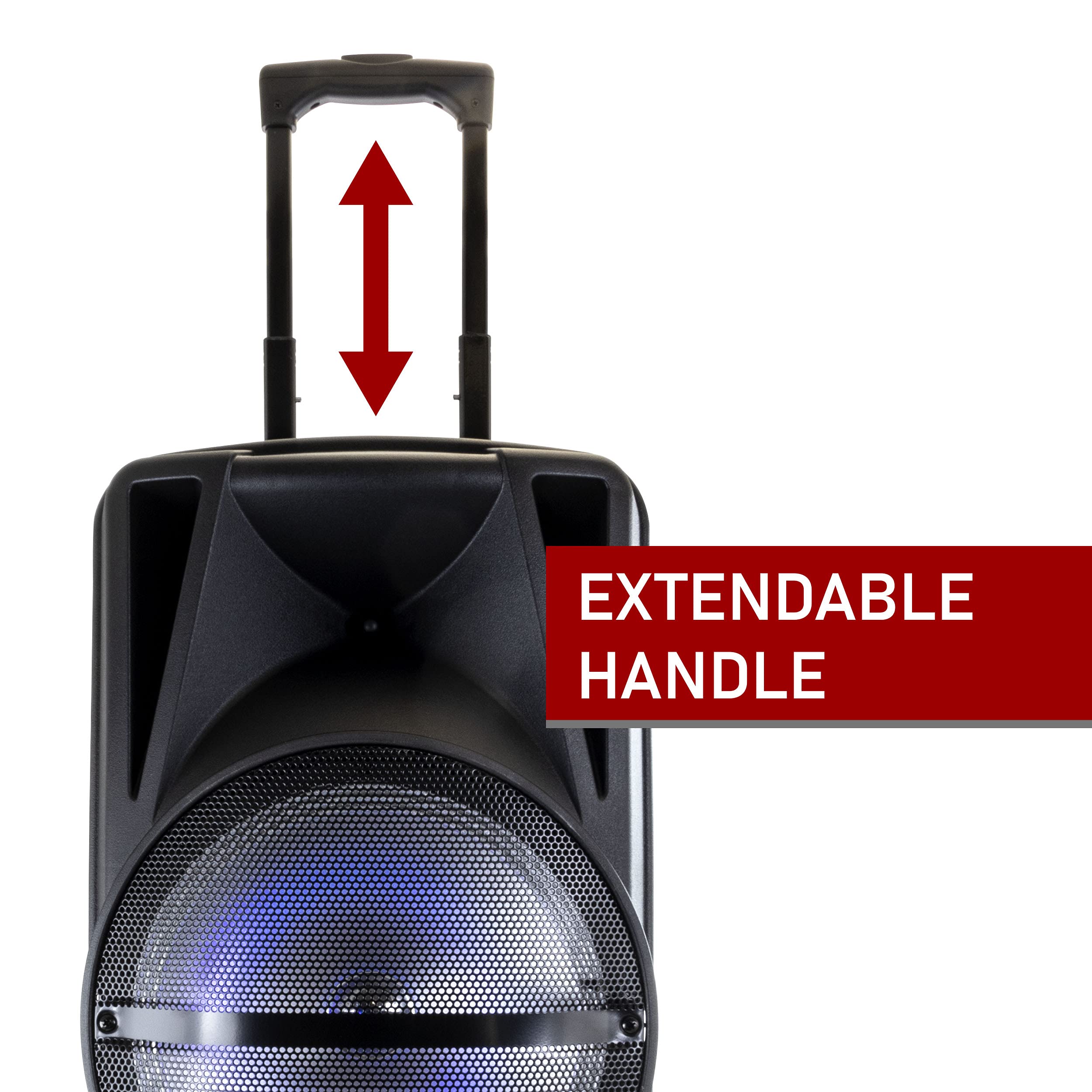 beFree Sound 12 Inch Bluetooth Portable PA Speaker with Rechargeable Battery, LED Lights & Stand - Perfect for Outdoor Parties, Events & DJ Performances