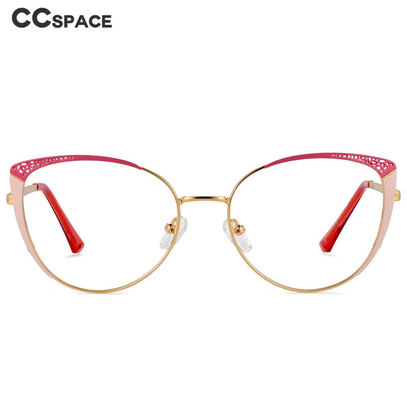 CCspace Unisex Full Rim Square Cat Eye Alloy Eyeglasses 55892 - Stylish Retro Frame for Men & Women - Perfect for Reading, Work, and Fashion Accessories