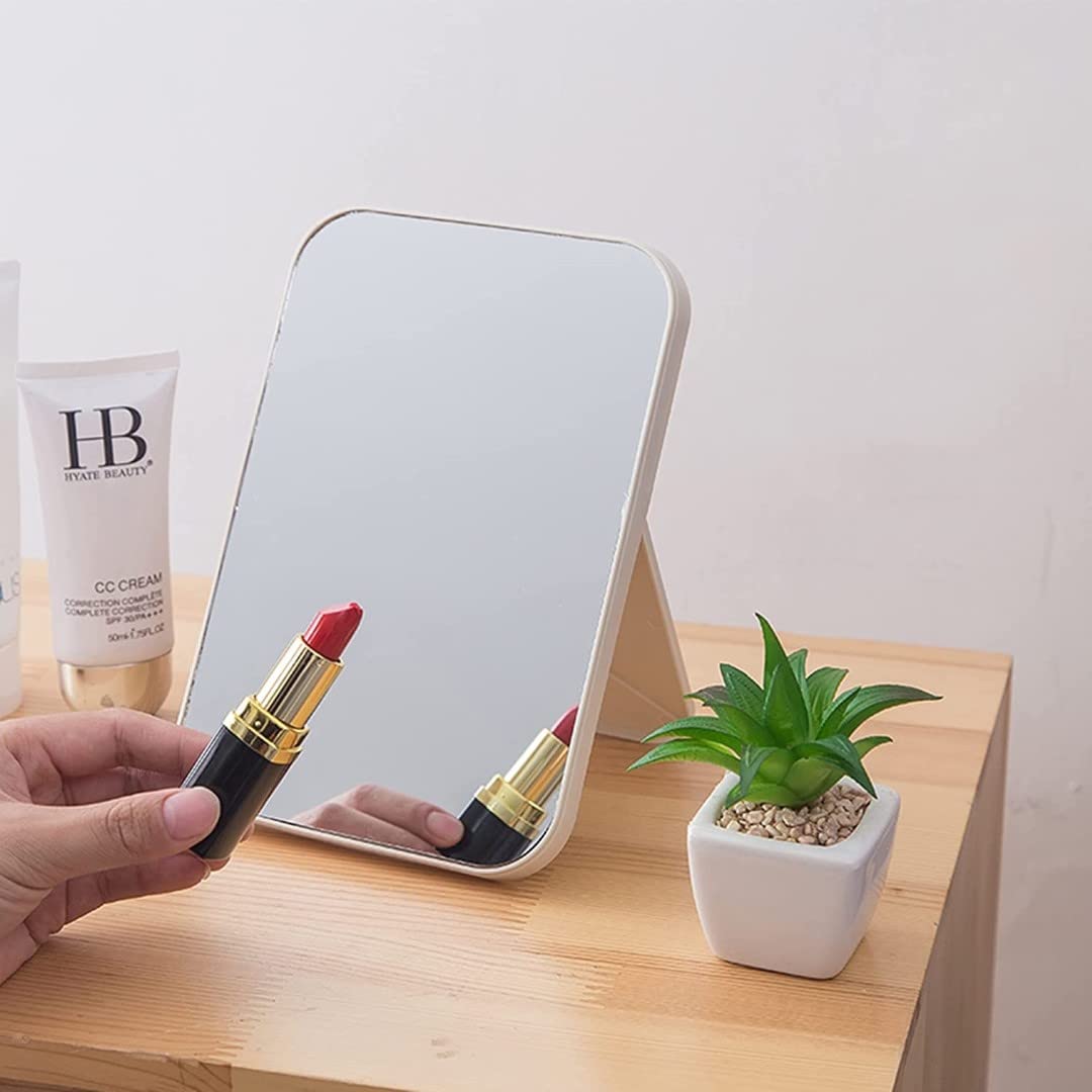 VELINEX® Foldable Makeup Mirror with Stand - Small Portable Desktop Vanity Mirror for Tabletop, Bathroom, Desk & Bedroom (Light Blue) | Perfect for Travel, Home & Professional Makeup Application