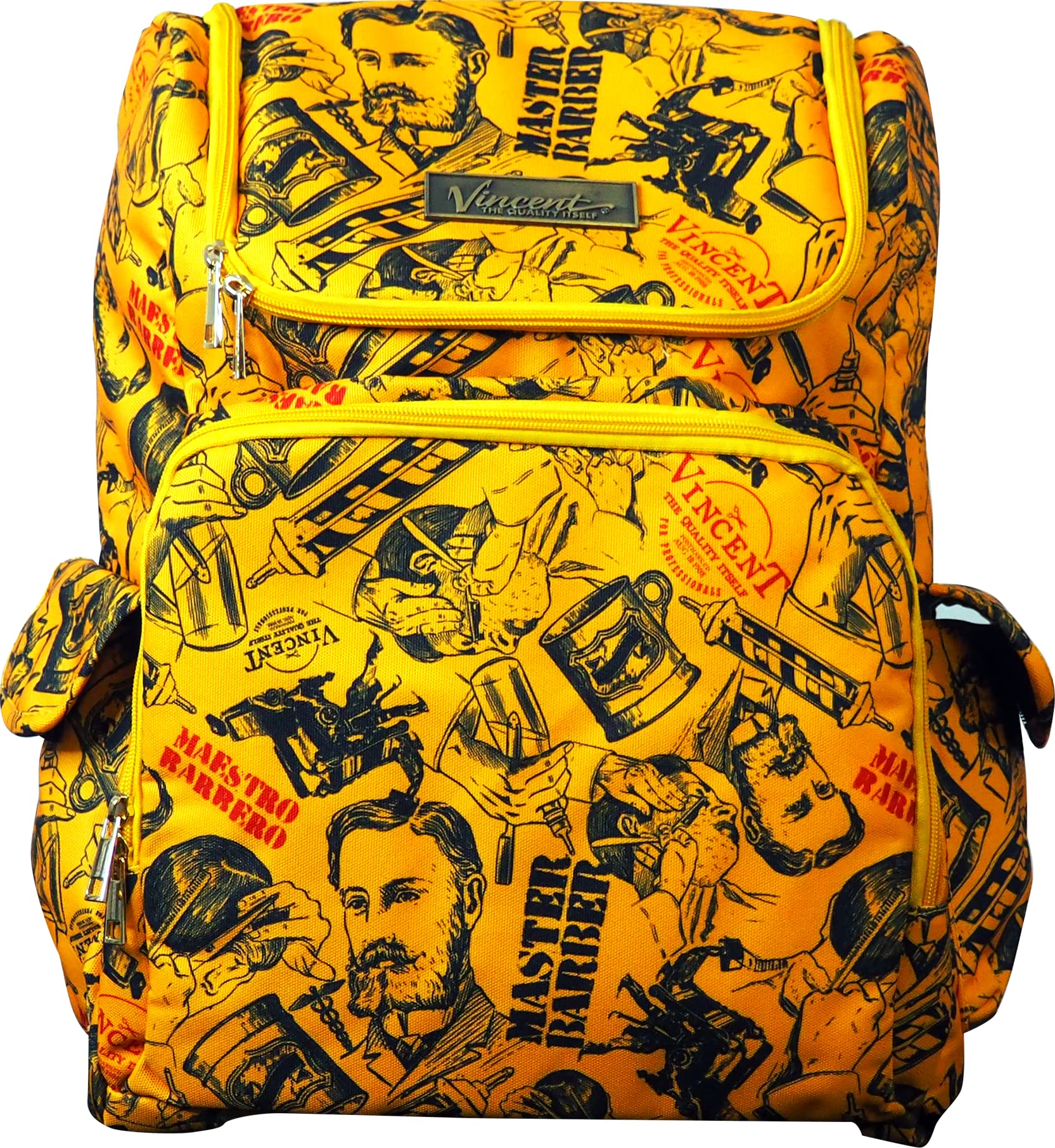 Vincent Master Professional Barber Backpack - Stylish Travel Hair Stylist Bag with Multiple Pockets (Gold) - Perfect for Salon Visits, Barber Shop Work & On-the-Go Hairstyling