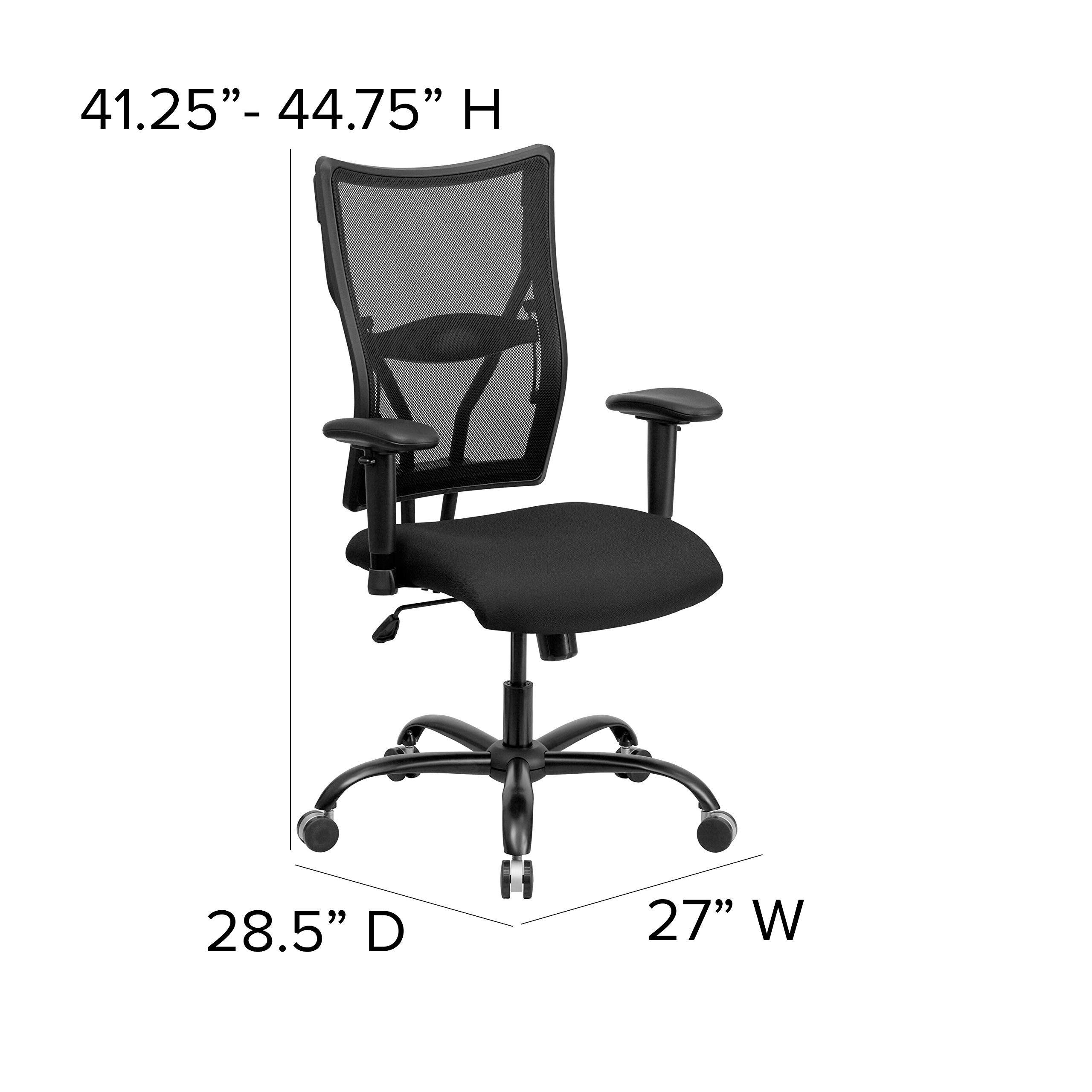 Flash Furniture HERCULES Series Big & Tall 400 lb. Capacity Black Mesh Executive Swivel Ergonomic Office Chair with Adjustable Arms - Perfect for Home Office, Gaming, and Professional Workspaces