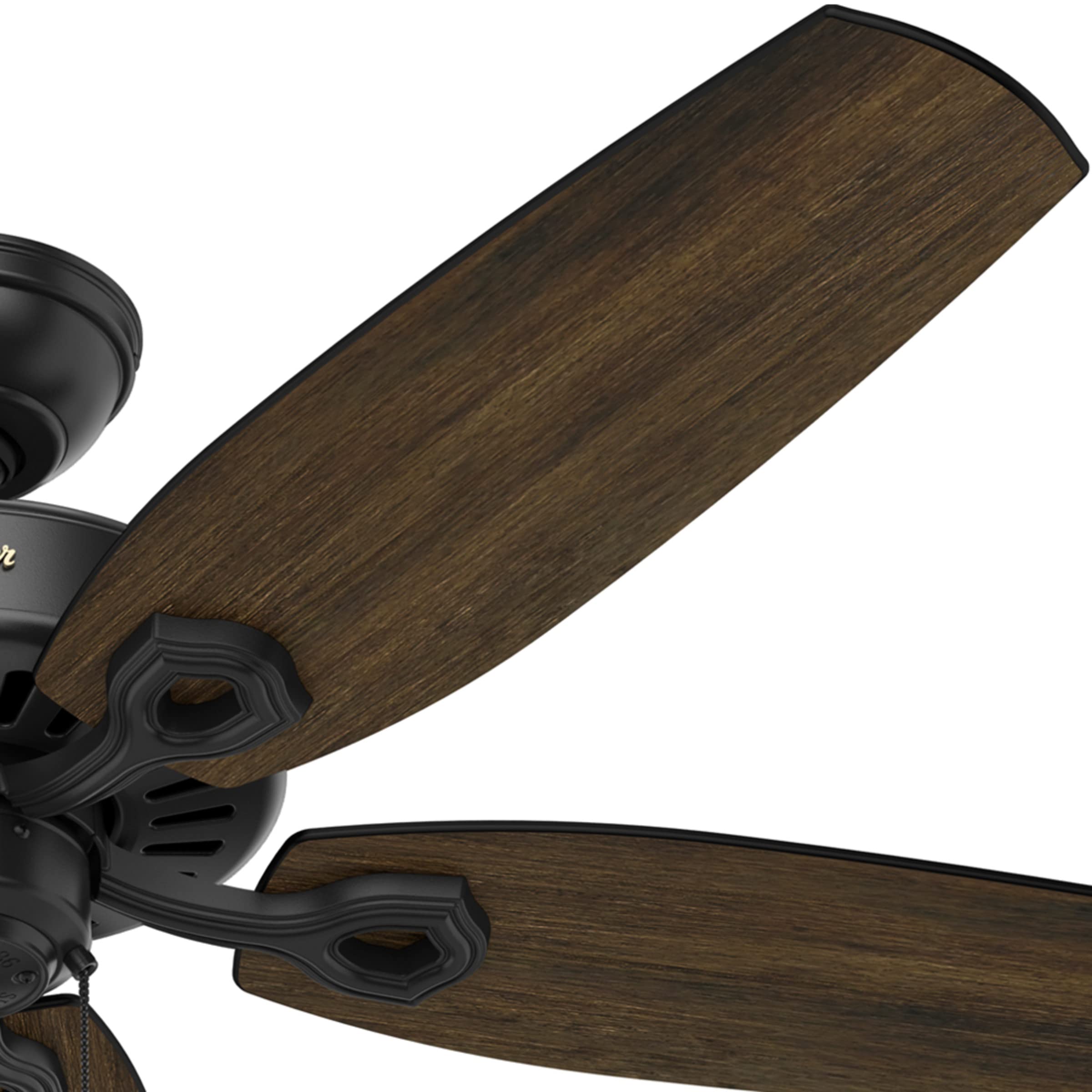 Hunter Fan Company 53243 Builder Elite 52 Inch Indoor Ceiling Fan with Pull Chain Control, Matte Black - Perfect for Living Room, Bedroom, and Home Office Cooling