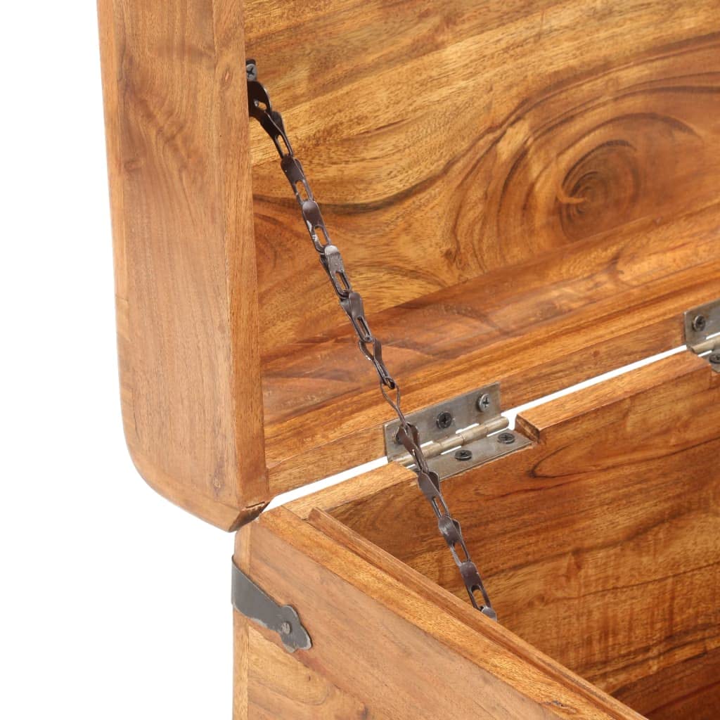 Sturdy Acacia Wood Treasure Chest Storage Box with Lock & Lid - Easy to Assemble for Home, Bedroom, Closet & Office Organization - Perfect for Jewelry, Keepsakes & Home Decor Storage