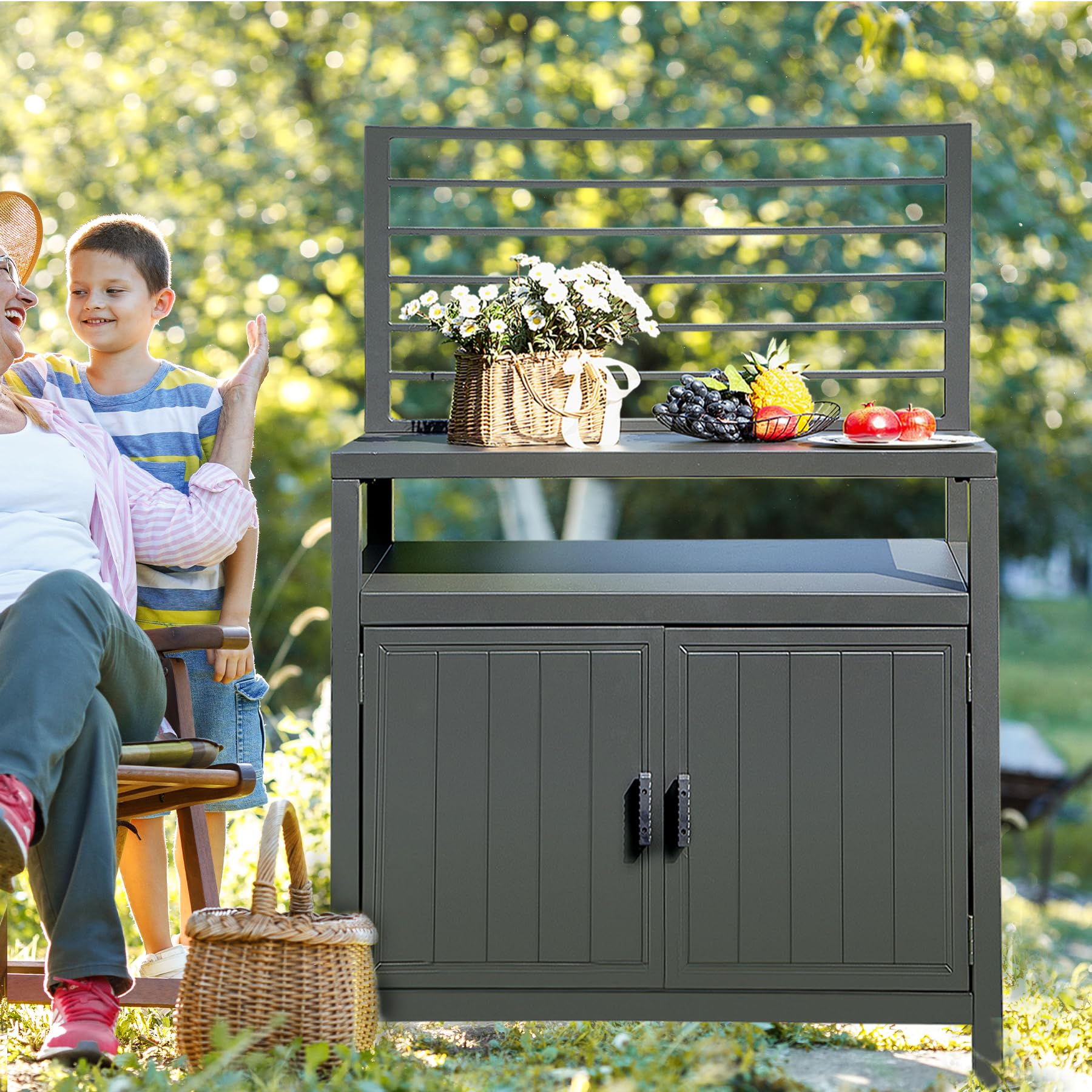 Modular Outdoor Kitchen Island - Aluminum BBQ Grill Table for Deck & Patio