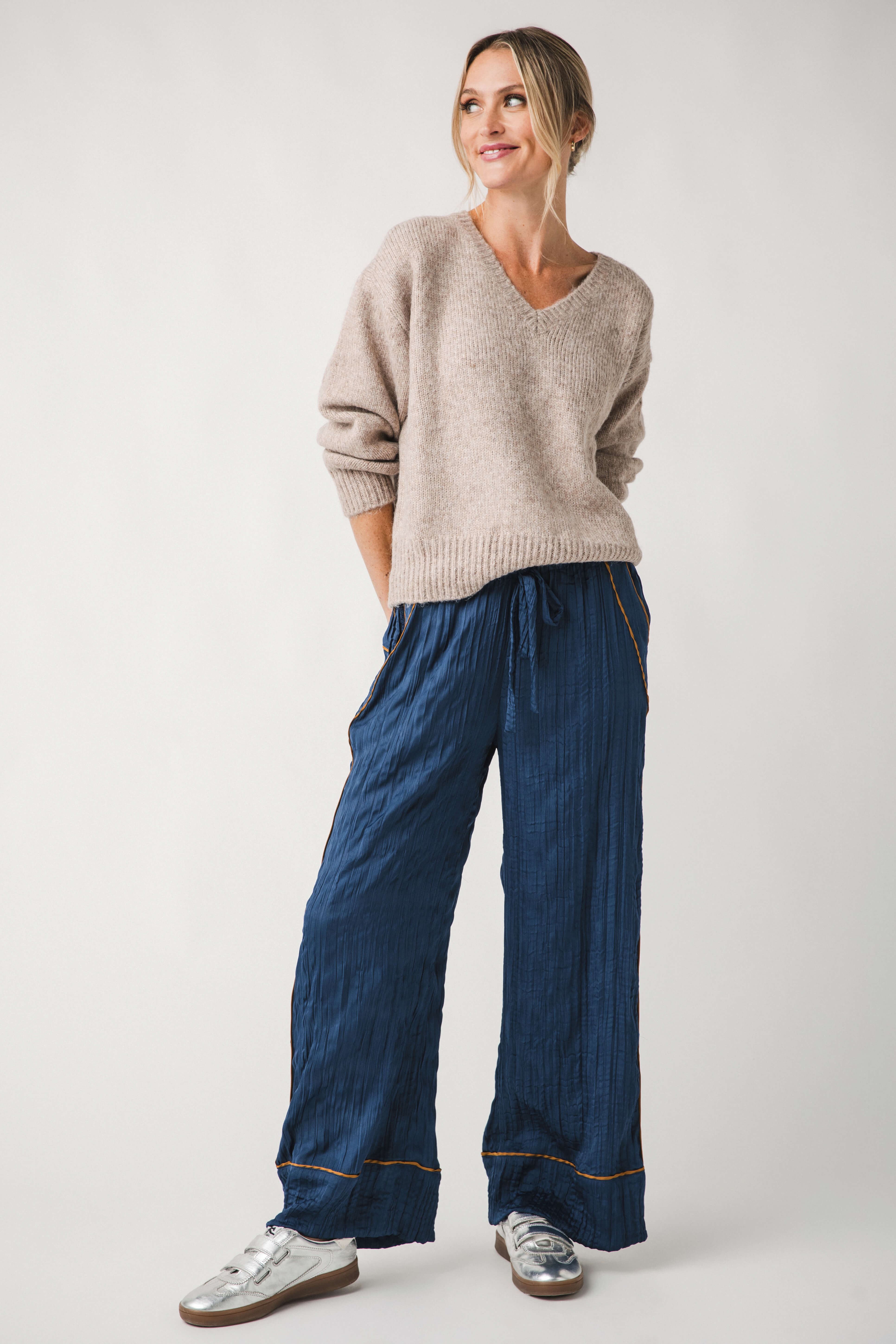Free People All Out Satin Pants for Women - High Waist Wide Leg Lounge Pants for Yoga, Travel & Comfortable Everyday Wear