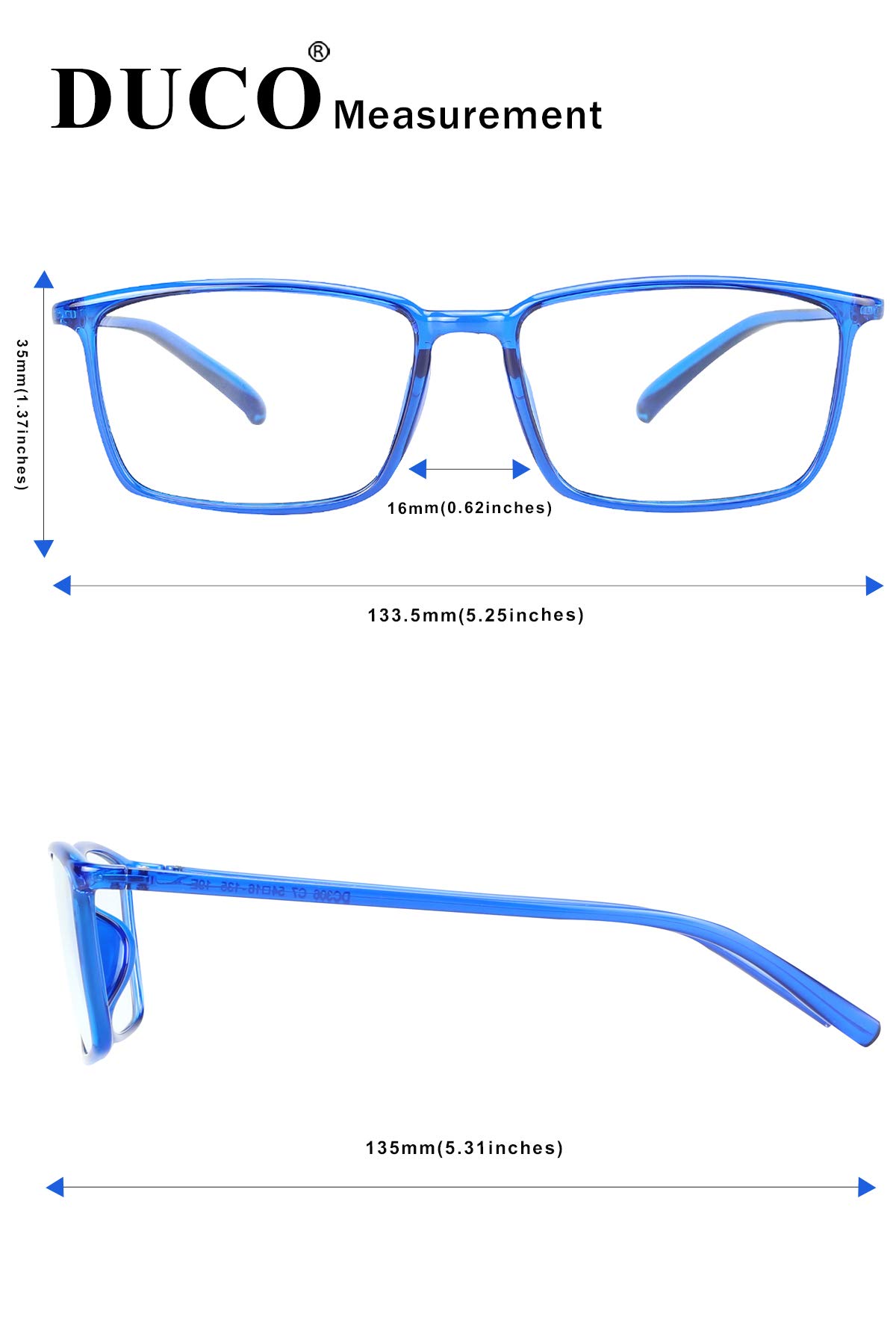 DUCO Blue Light Blocking Glasses - Super Lightweight Computer Gaming Eyewear with Anti Blue Ray Protection (306 Model) - Perfect for Office Work, Online Classes & Late-Night Screen Use