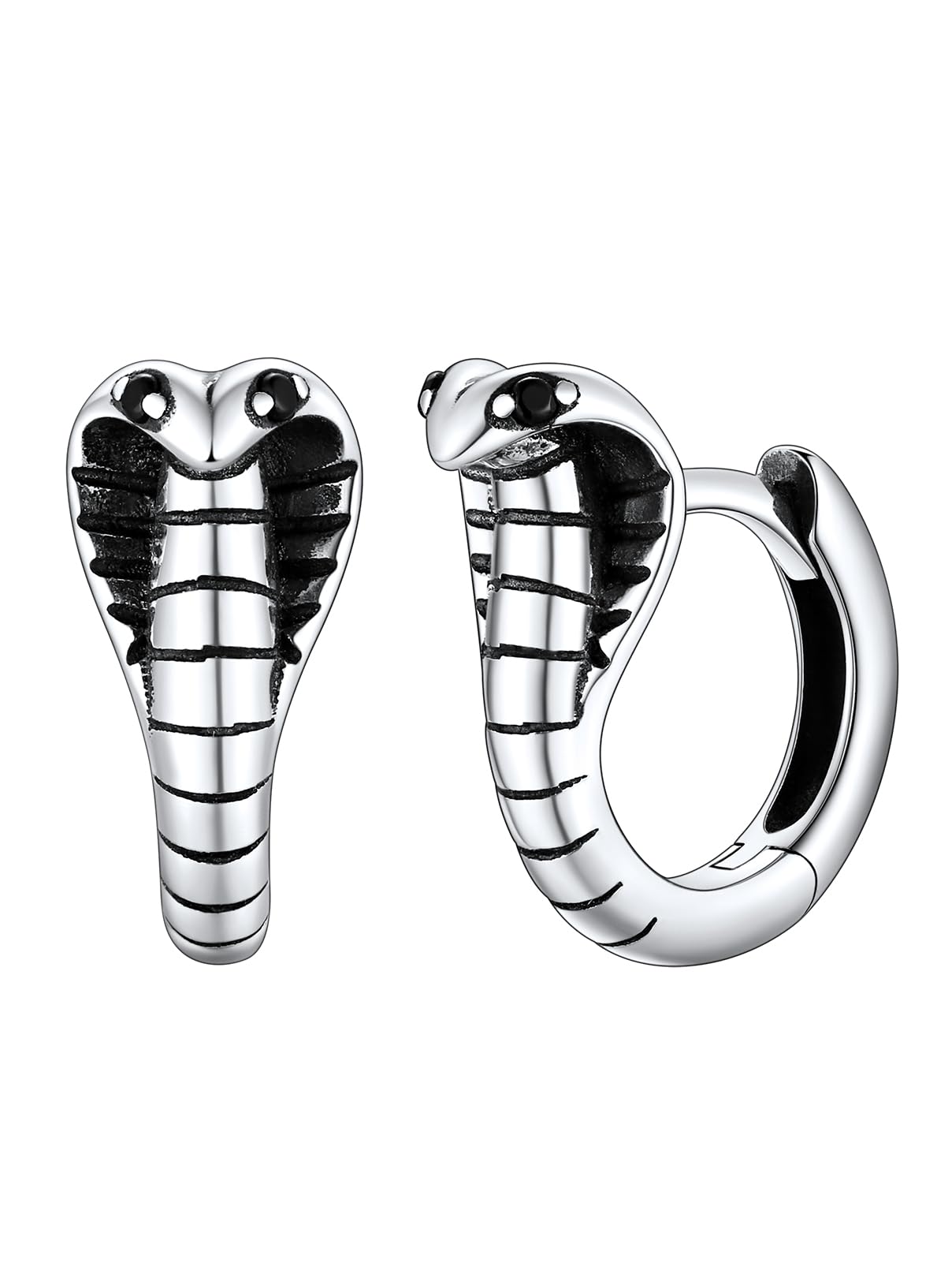 FaithHeart Snake Earrings for Women & Men - 925 Sterling Silver Punk Cobra Stud & Hoop Earrings | Hypoallergenic Dangle Ear Jewelry with Gift Box | Perfect for Gothic, Rocker & Boho Fashion Styles