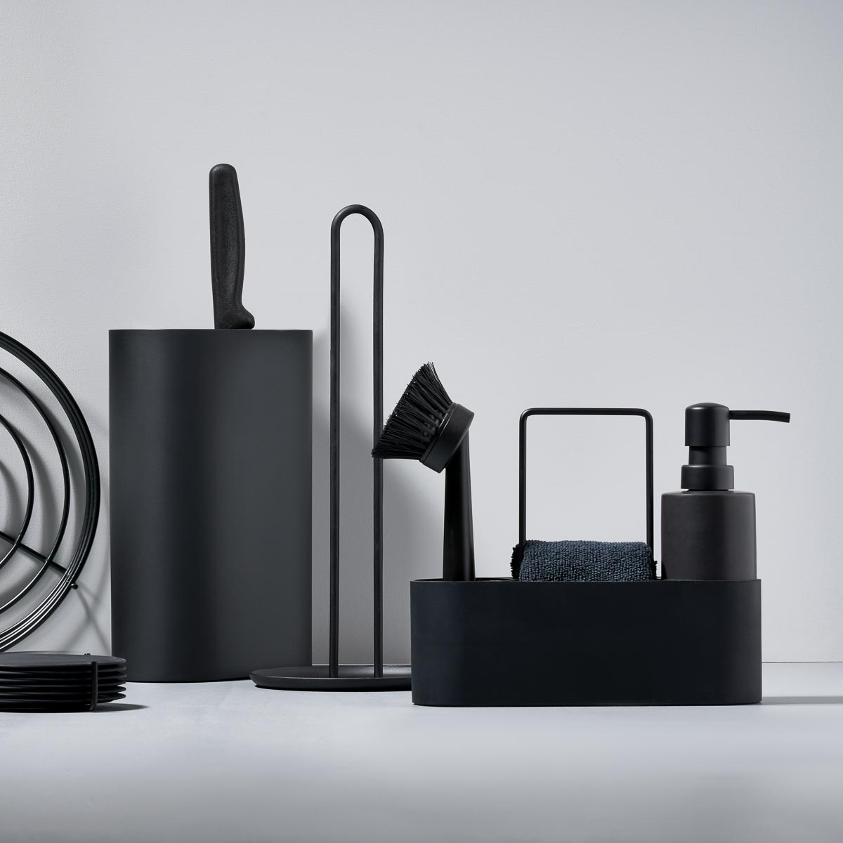 ZONE DENMARK Stainless Steel Kitchen Roll Holder - Black Paper Towel Holder for Countertop, Under Cabinet - Durable & Stylish for Home, Office, Restaurant Use
