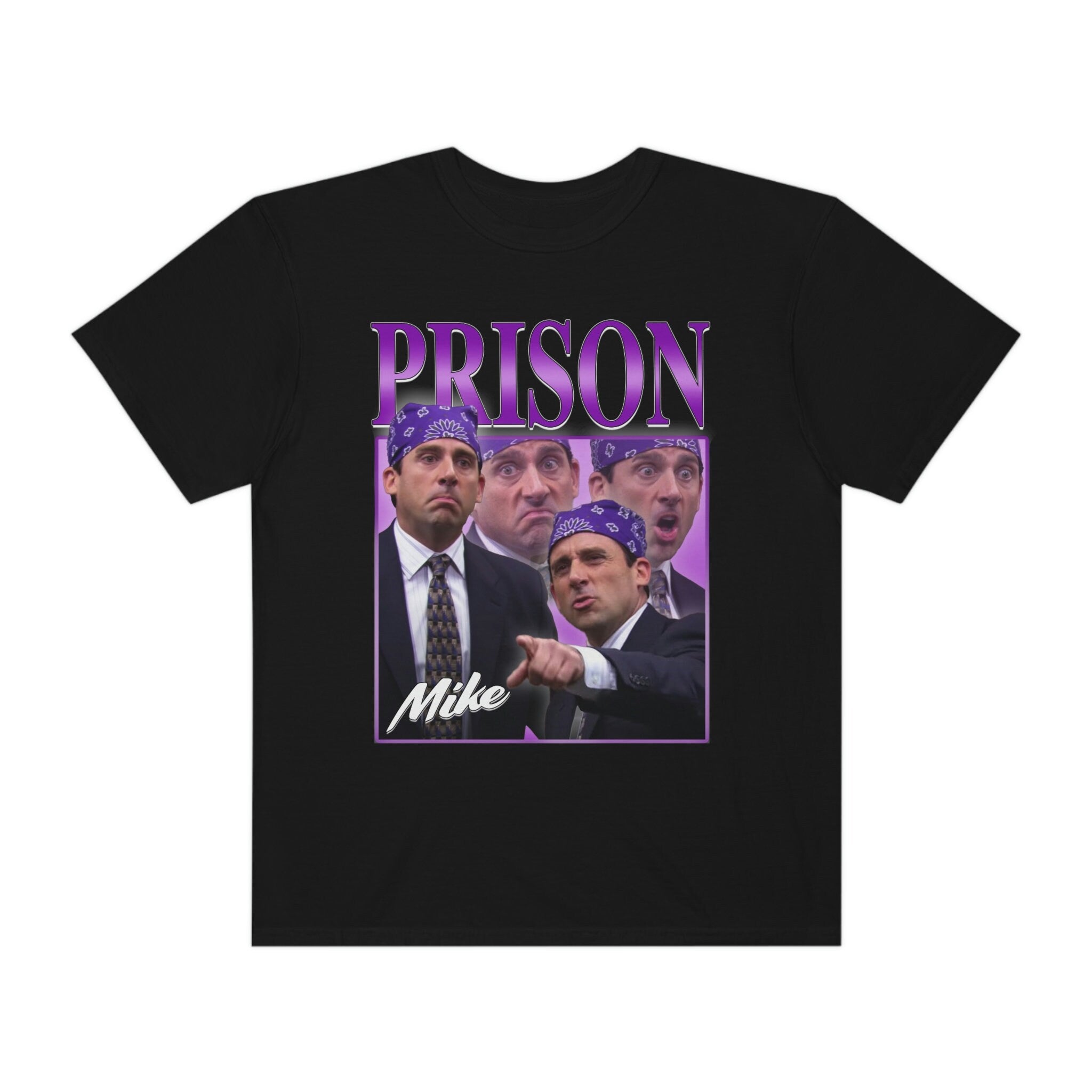 Prison Mike Shirt - The Office Michael Scott T-Shirt - Funny TV Show Fan Gift - Dwight Schrute Tee - 90s Hip Hop Style - Perfect for Cosplay, Halloween & Office Themed Parties